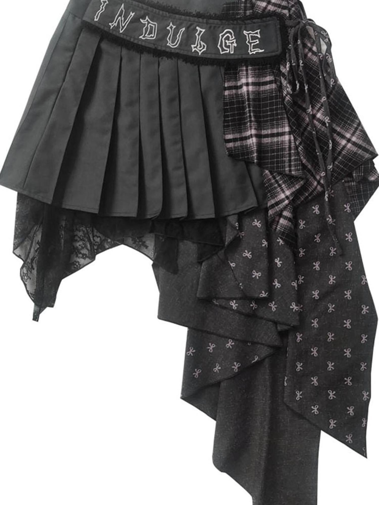 WSW WUSHENWU Deconstructed Romance Plaid Asymmetrical Skirt