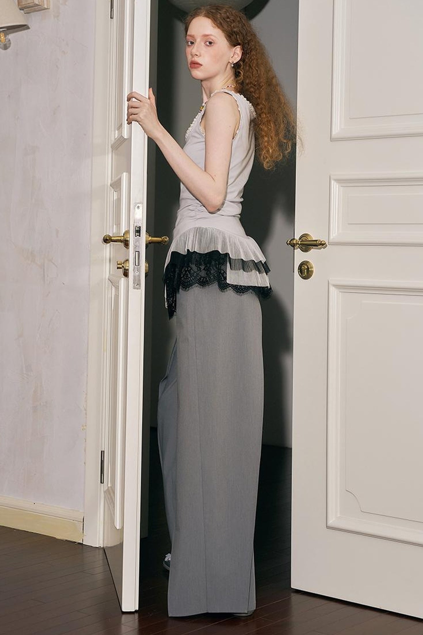 DIDDI MODA Deconstructed Wide Leg Glittery Banana Pants