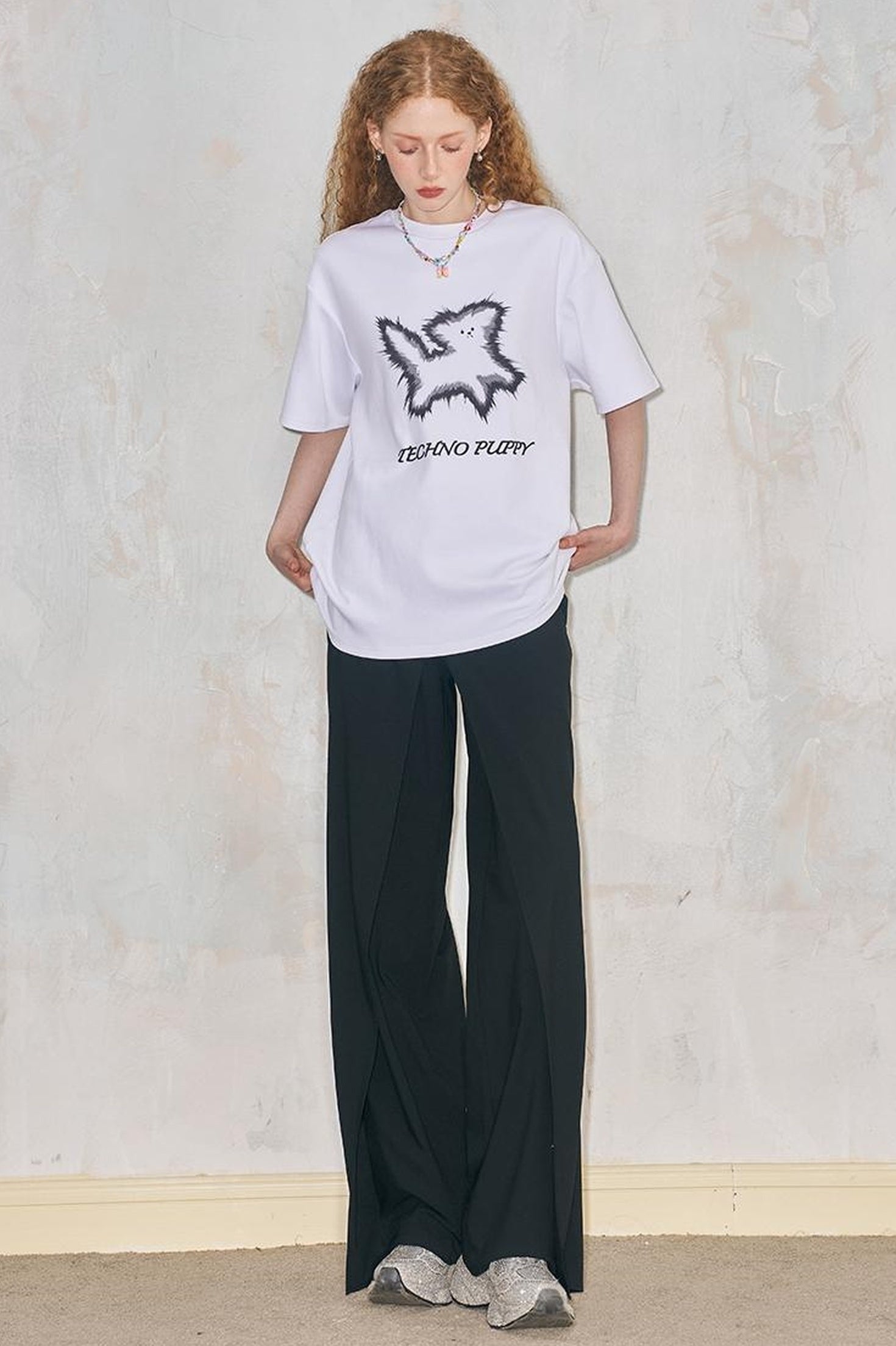 DIDDI MODA Deconstructed Wide Leg Glittery Banana Pants