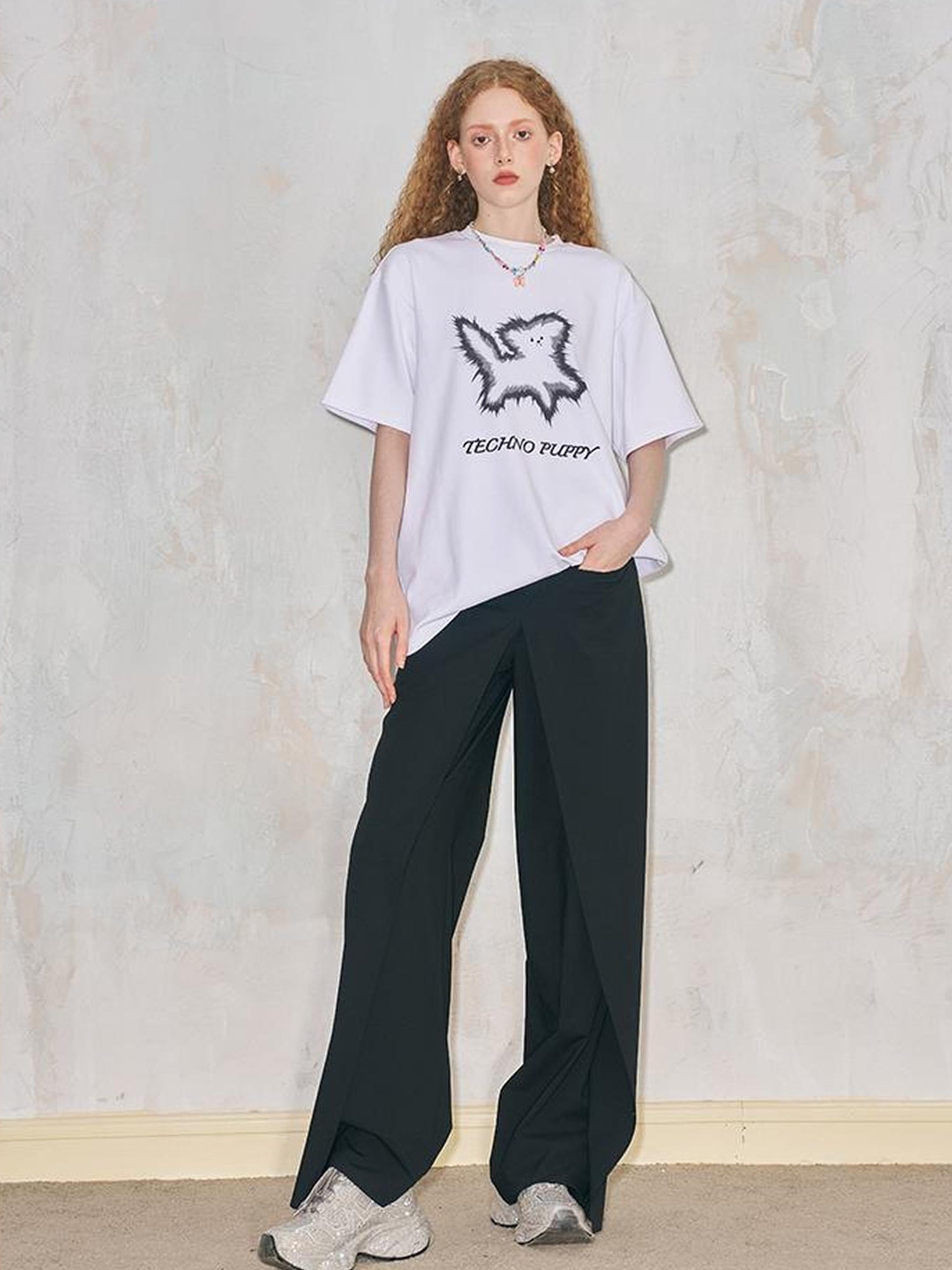 DIDDI MODA Deconstructed Wide Leg Glittery Banana Pants