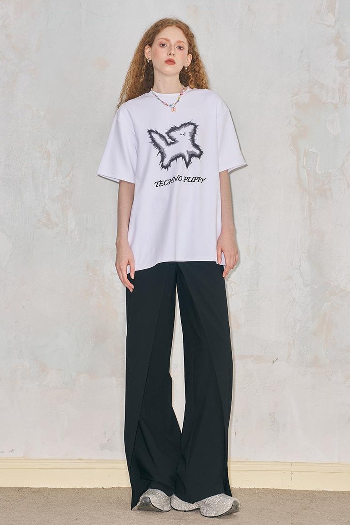 DIDDI MODA Deconstructed Wide Leg Glittery Banana Pants