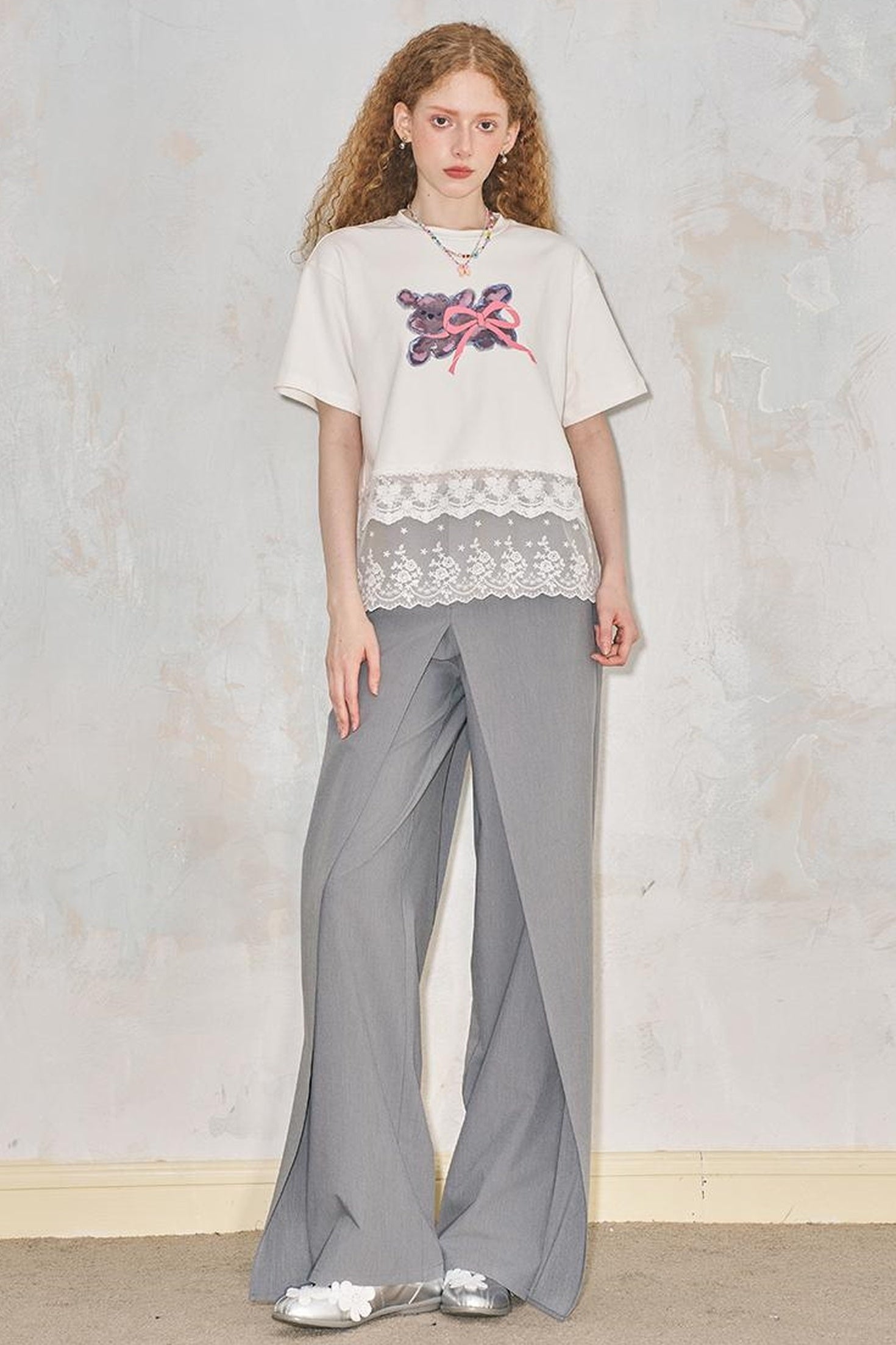 DIDDI MODA Deconstructed Wide Leg Glittery Banana Pants