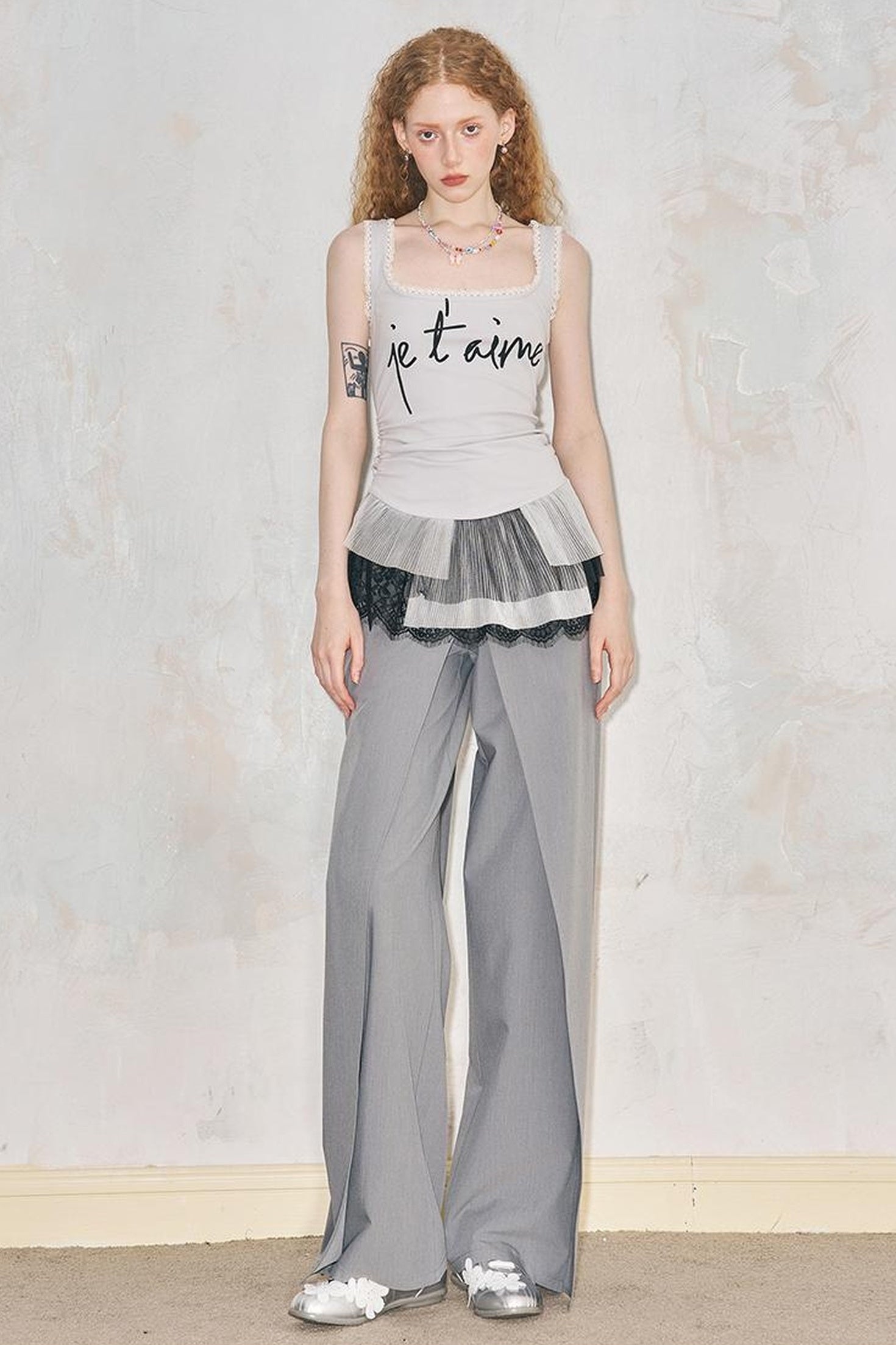 DIDDI MODA Deconstructed Wide Leg Glittery Banana Pants