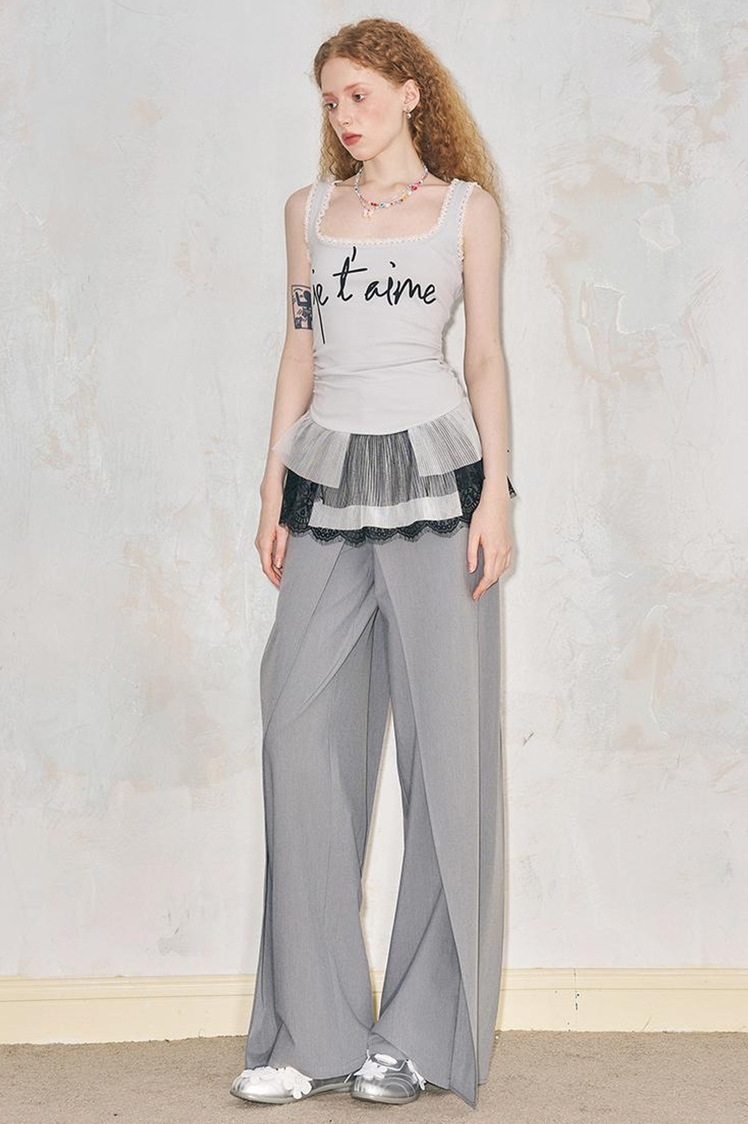 DIDDI MODA Deconstructed Wide Leg Glittery Banana Pants