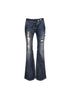 Vintage Raw Denim  Jeans with Distressed Detailing and Glitter