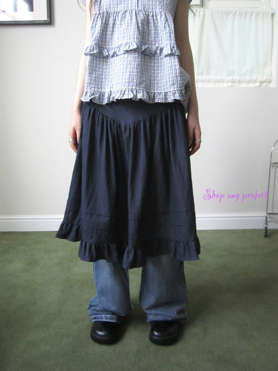 ang project Vintage Minimalist Pleated Midi Skirt
