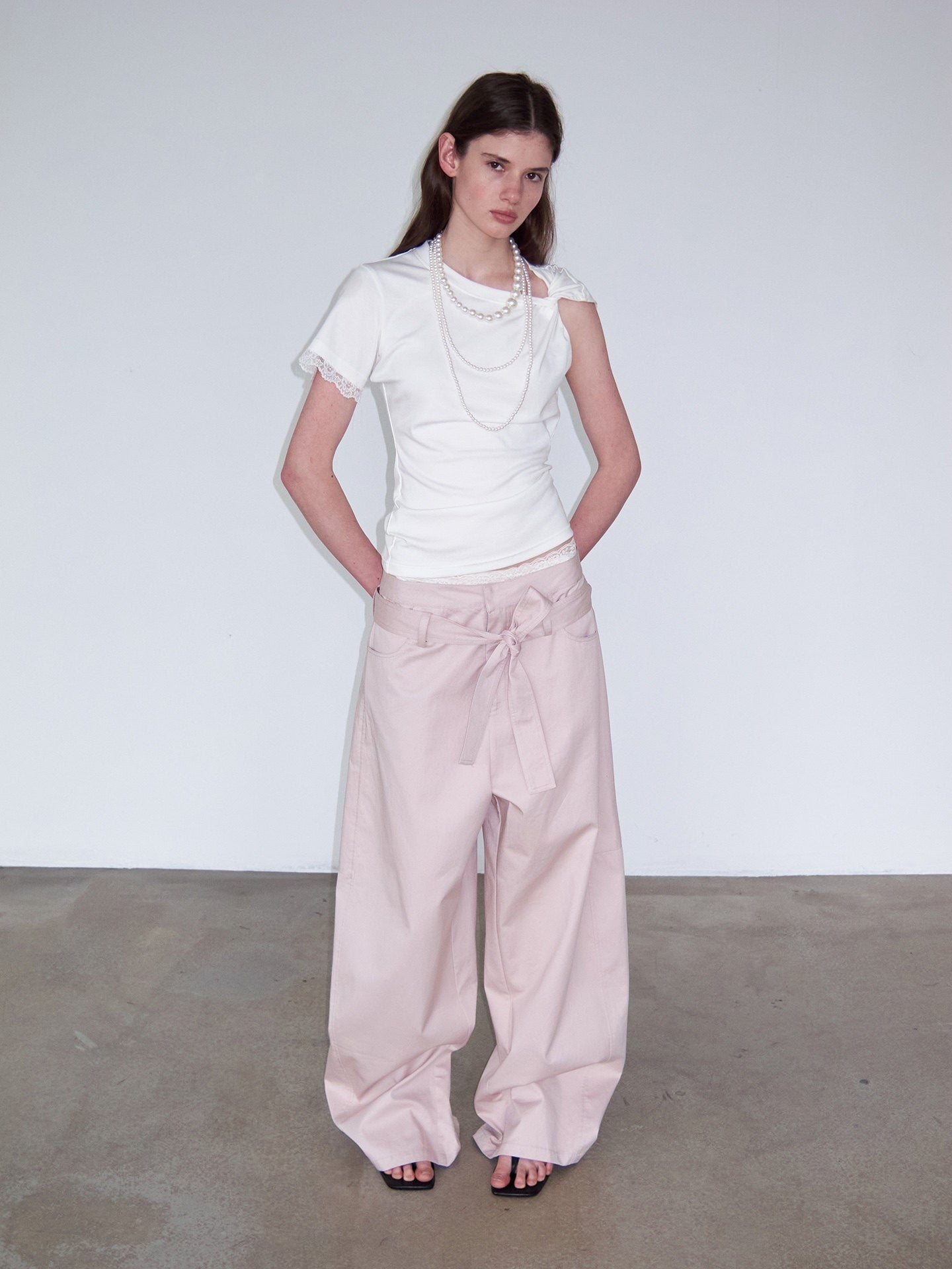 Delivery_Asymmetrical_Off_Shoulder_Knot_Lace_Trim_Women&
