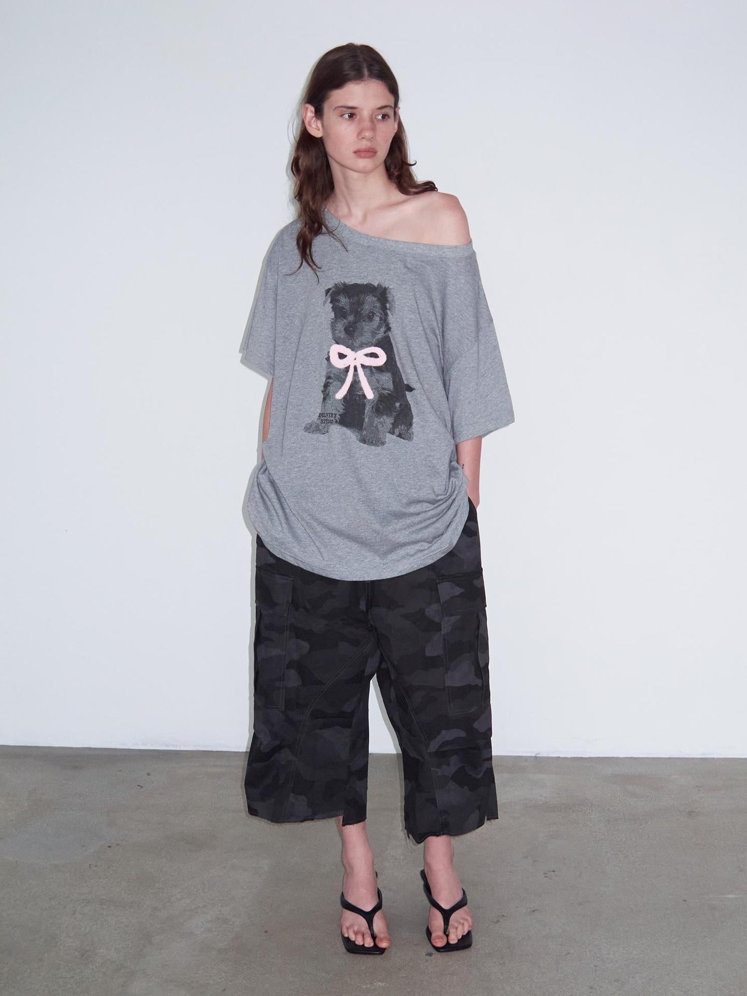 Delivery Black Camo Cargo Shorts With Raw Hem