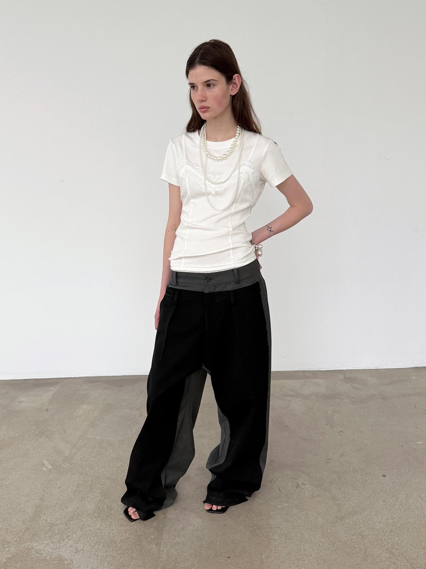 Delivery Black Gray Colorblock Deconstructed Striped Patchwork Women&