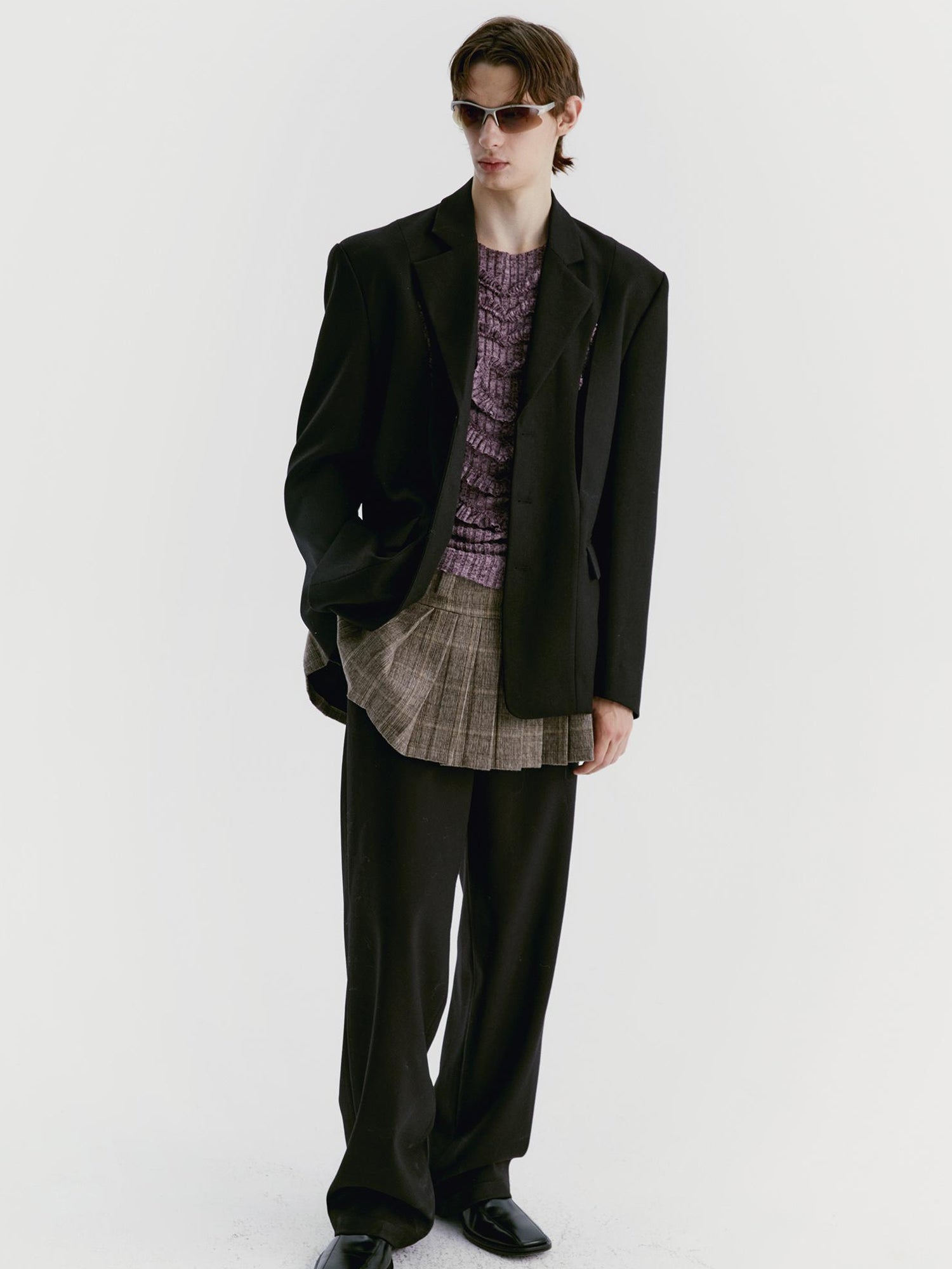 Delivery Black Wool Blazer With Front Cut Out Design