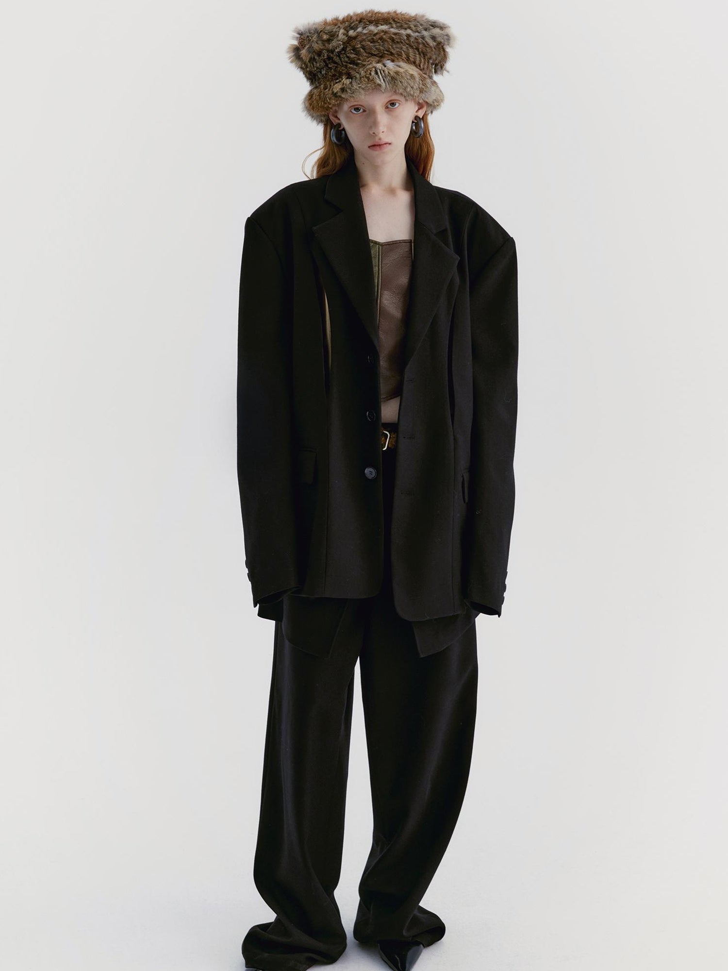 Delivery Black Wool Blazer With Front Cut Out Design