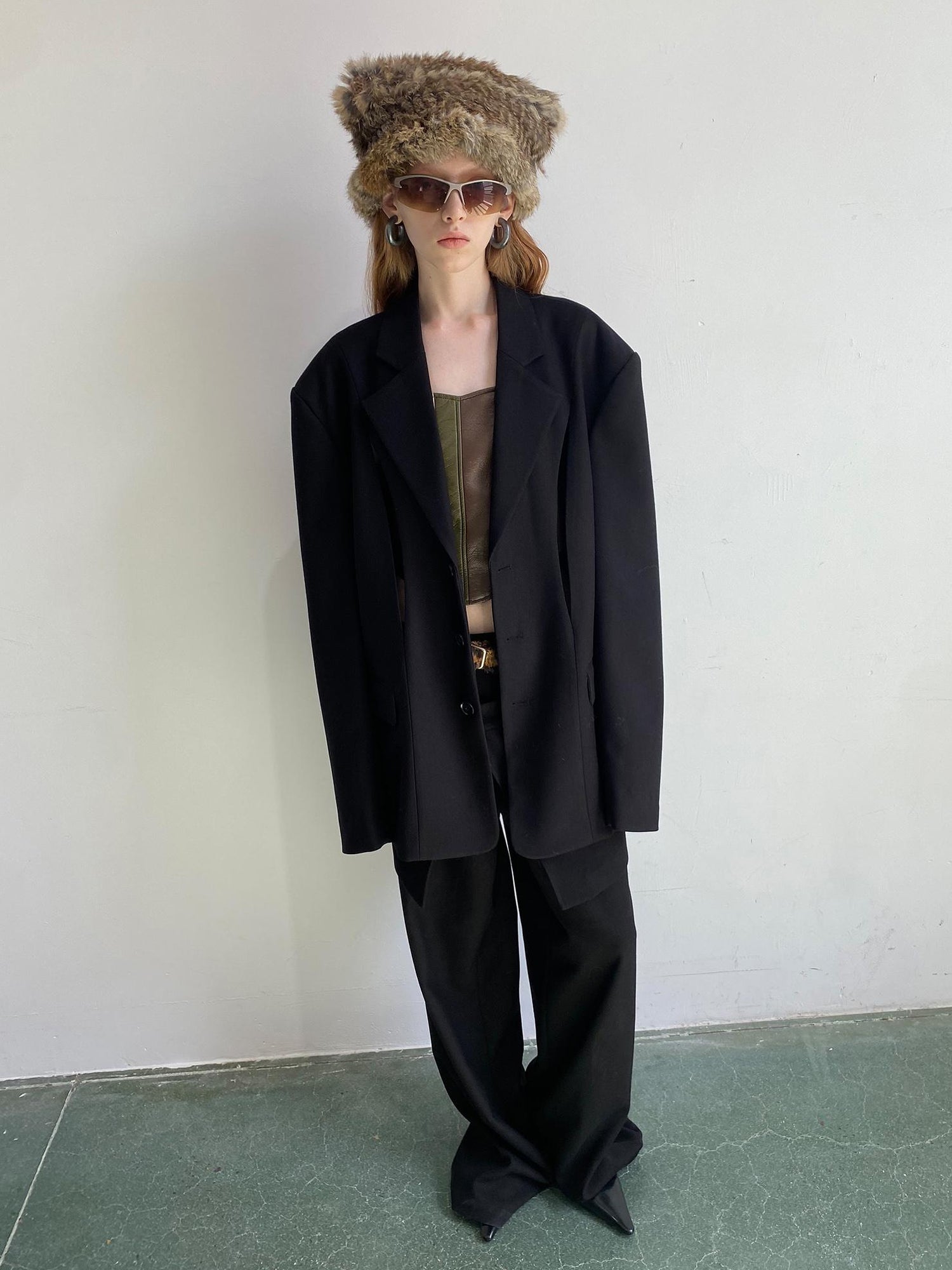 Delivery Black Wool Blazer With Front Cut Out Design