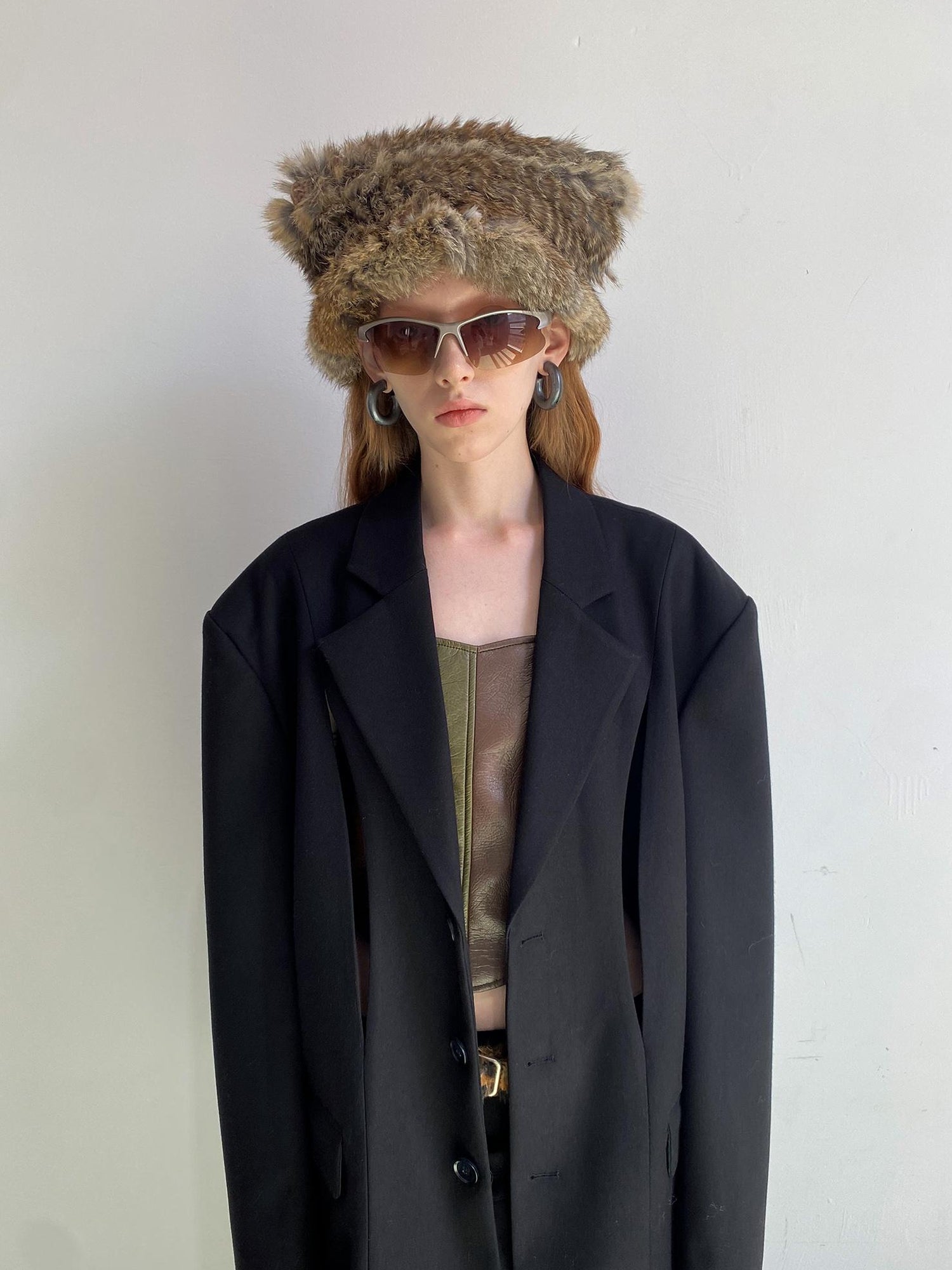 Delivery Black Wool Blazer With Front Cut Out Design