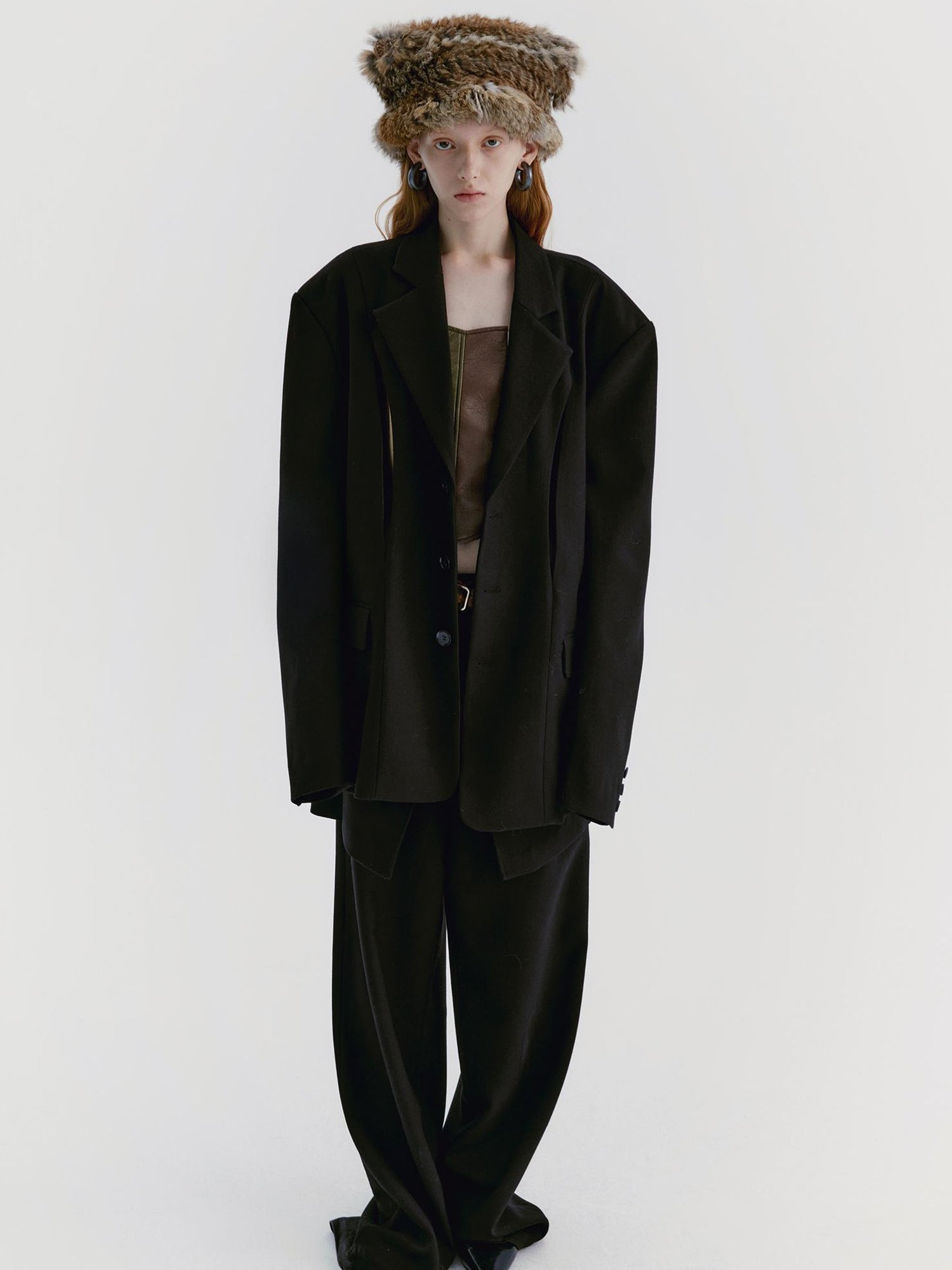 Delivery Black Wool Blazer With Front Cut Out Design