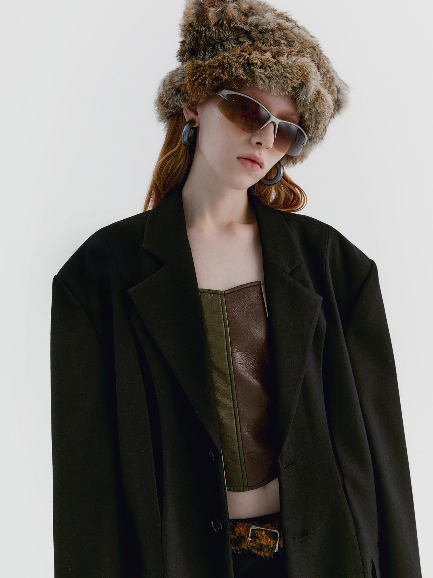 Delivery Black Wool Blazer With Front Cut Out Design