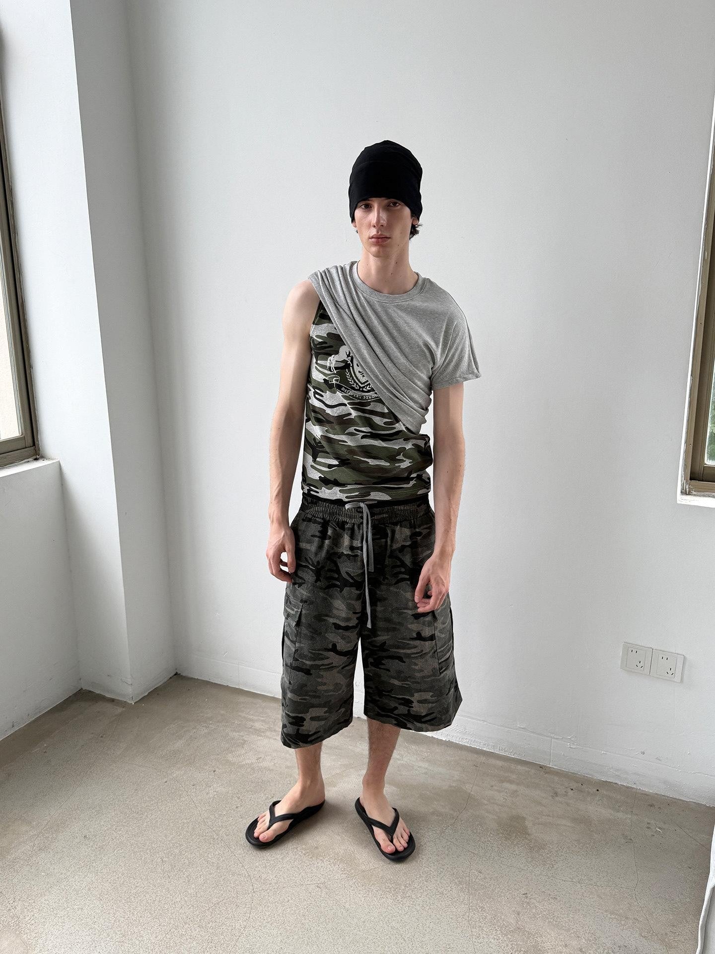 Delivery Camo Print Deconstructed Spliced Women&