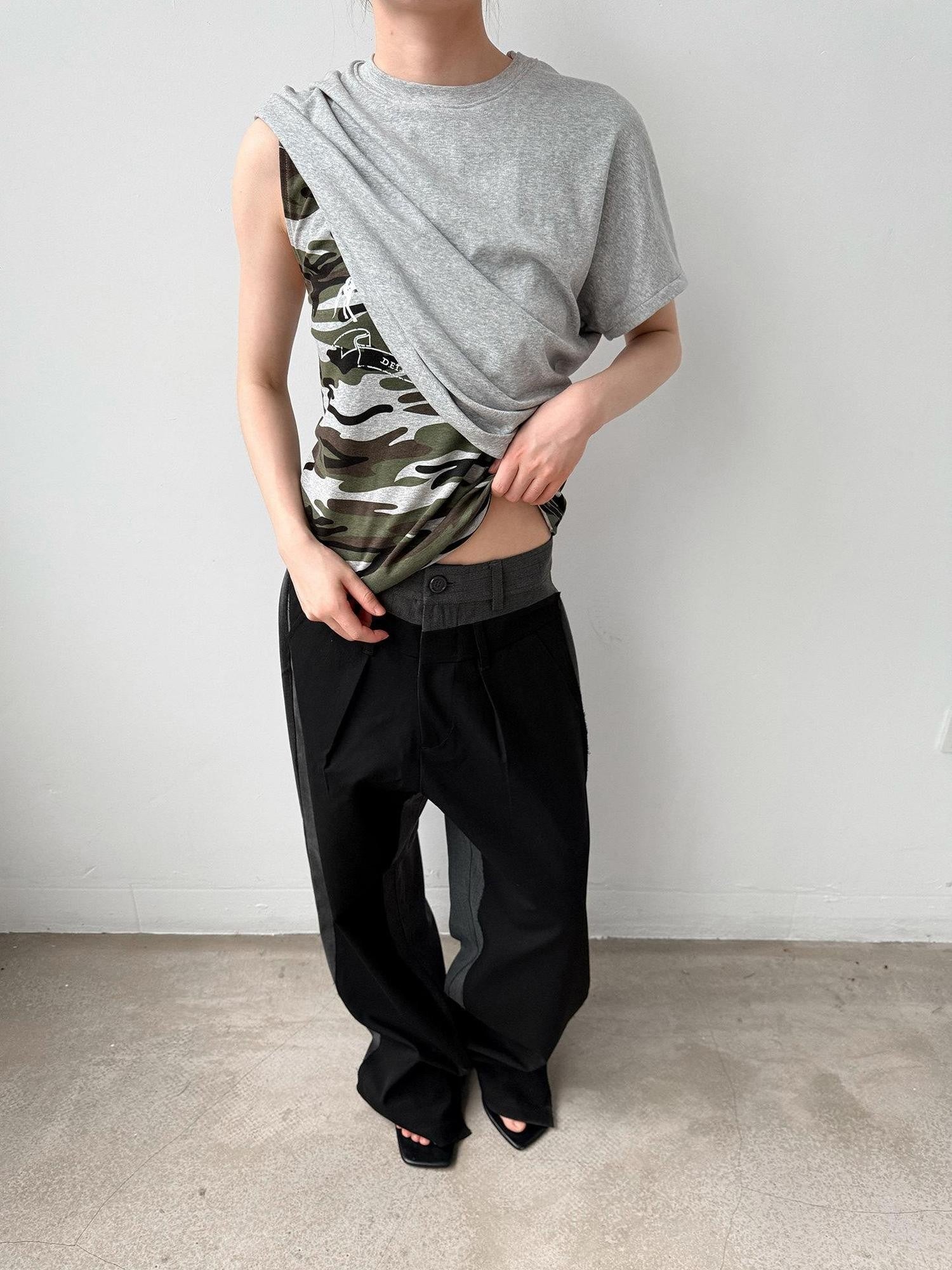 Delivery Camo Print Deconstructed Spliced Women&