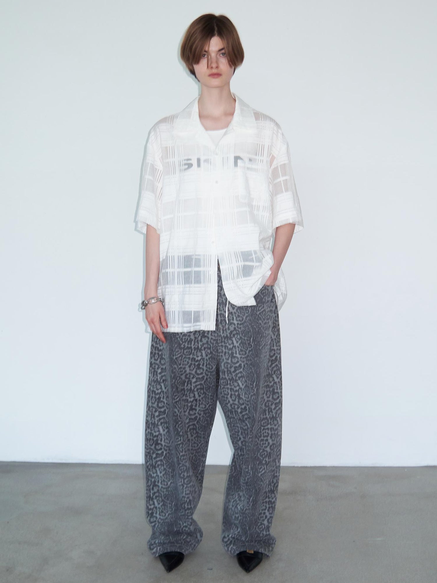 Delivery Crisp White Gingham Cuban Collar Short Sleeve Shirt