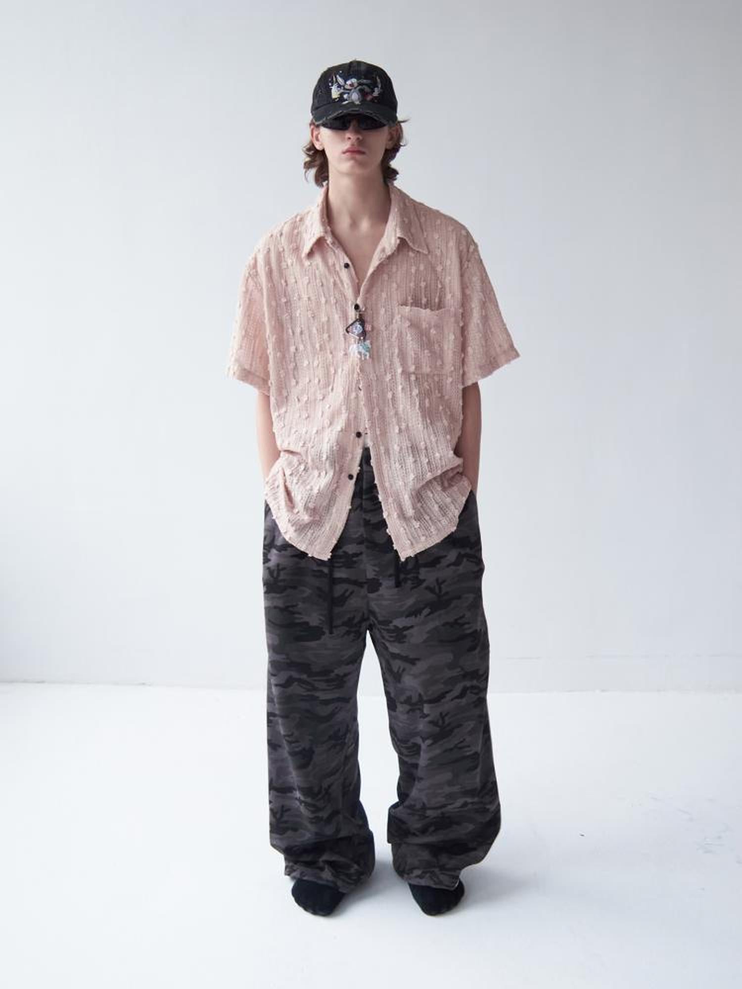 Delivery Crochet Lace Short Sleeve Shirt With Beaded Charm