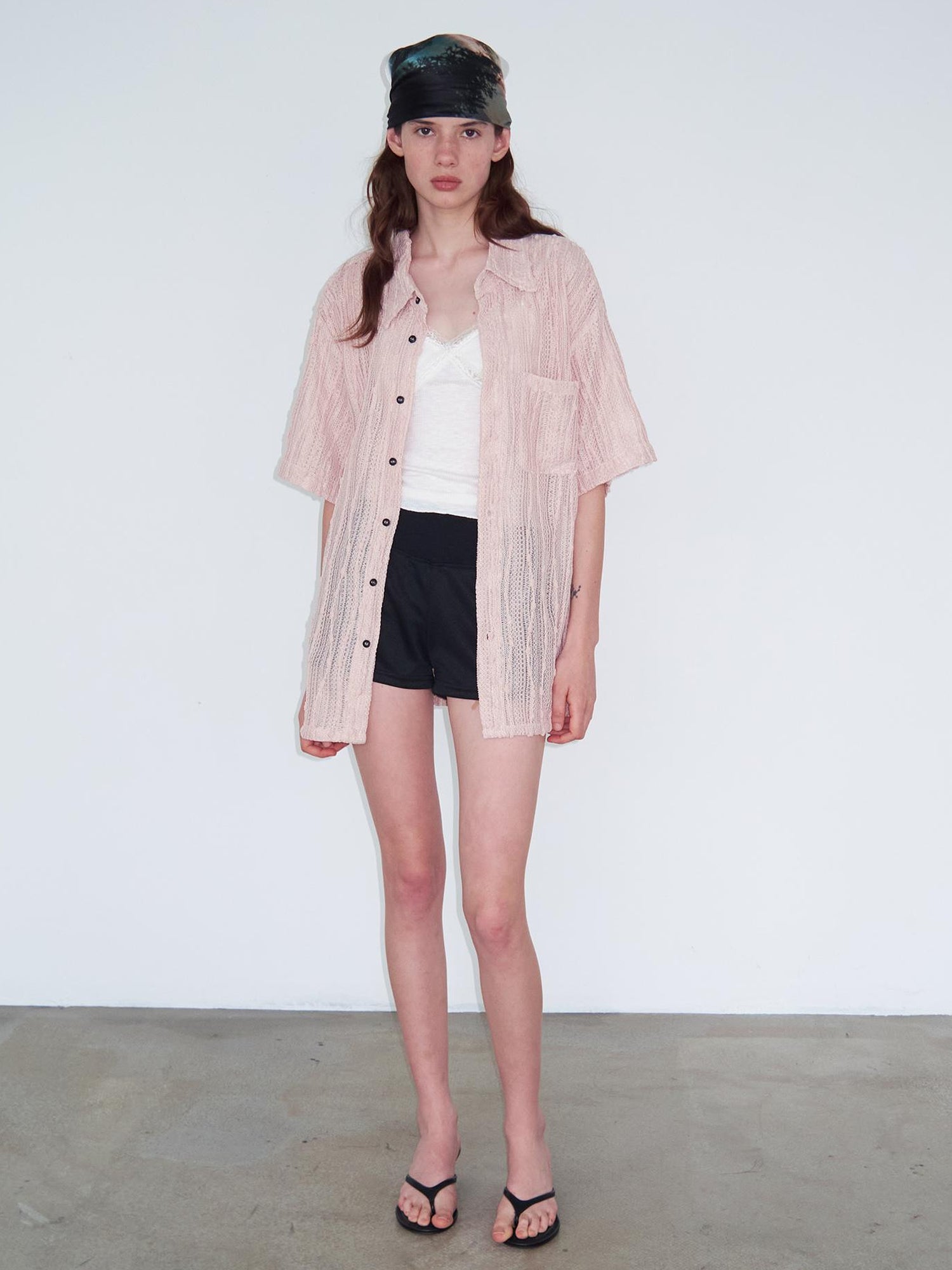 Delivery Crochet Lace Short Sleeve Shirt With Beaded Charm