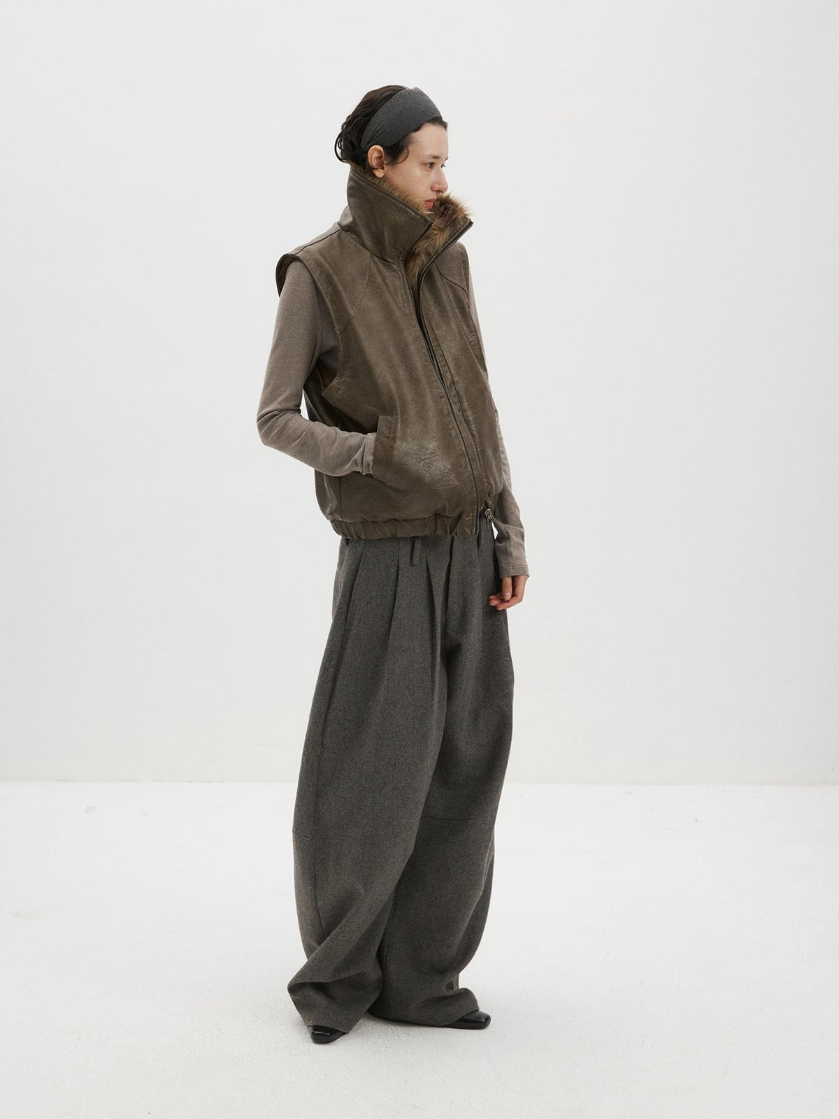 Delivery Curved Straight Leg Wool Blend Women&