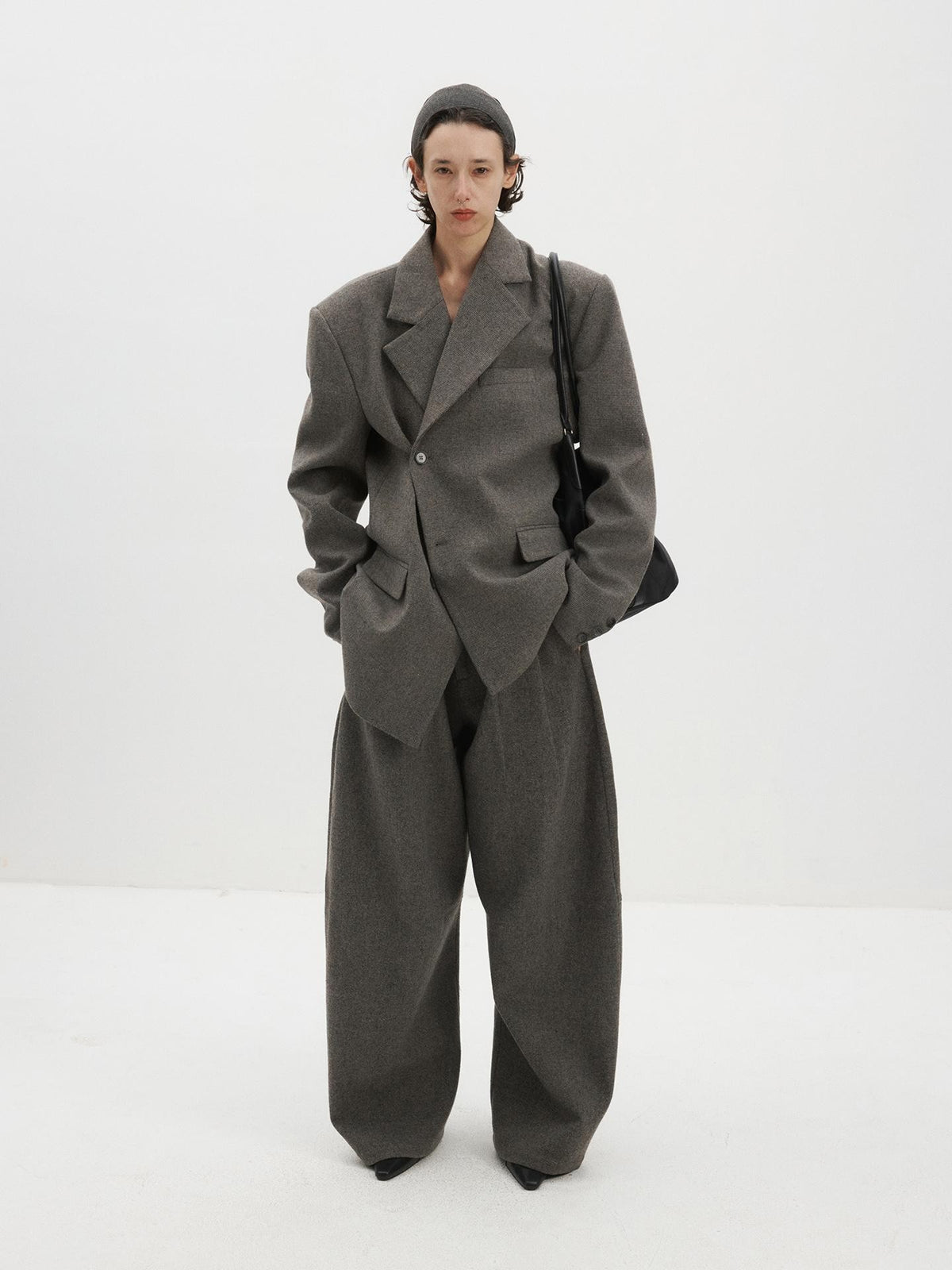 Delivery Curved Straight Leg Wool Blend Women&
