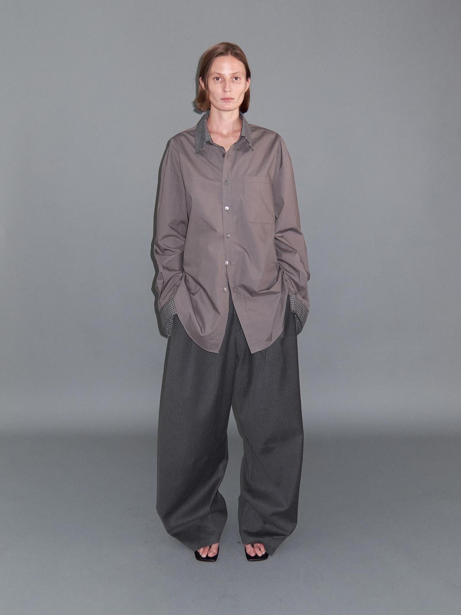 Delivery Deep Grey Patchwork Fine Plaid Colorblock Women&