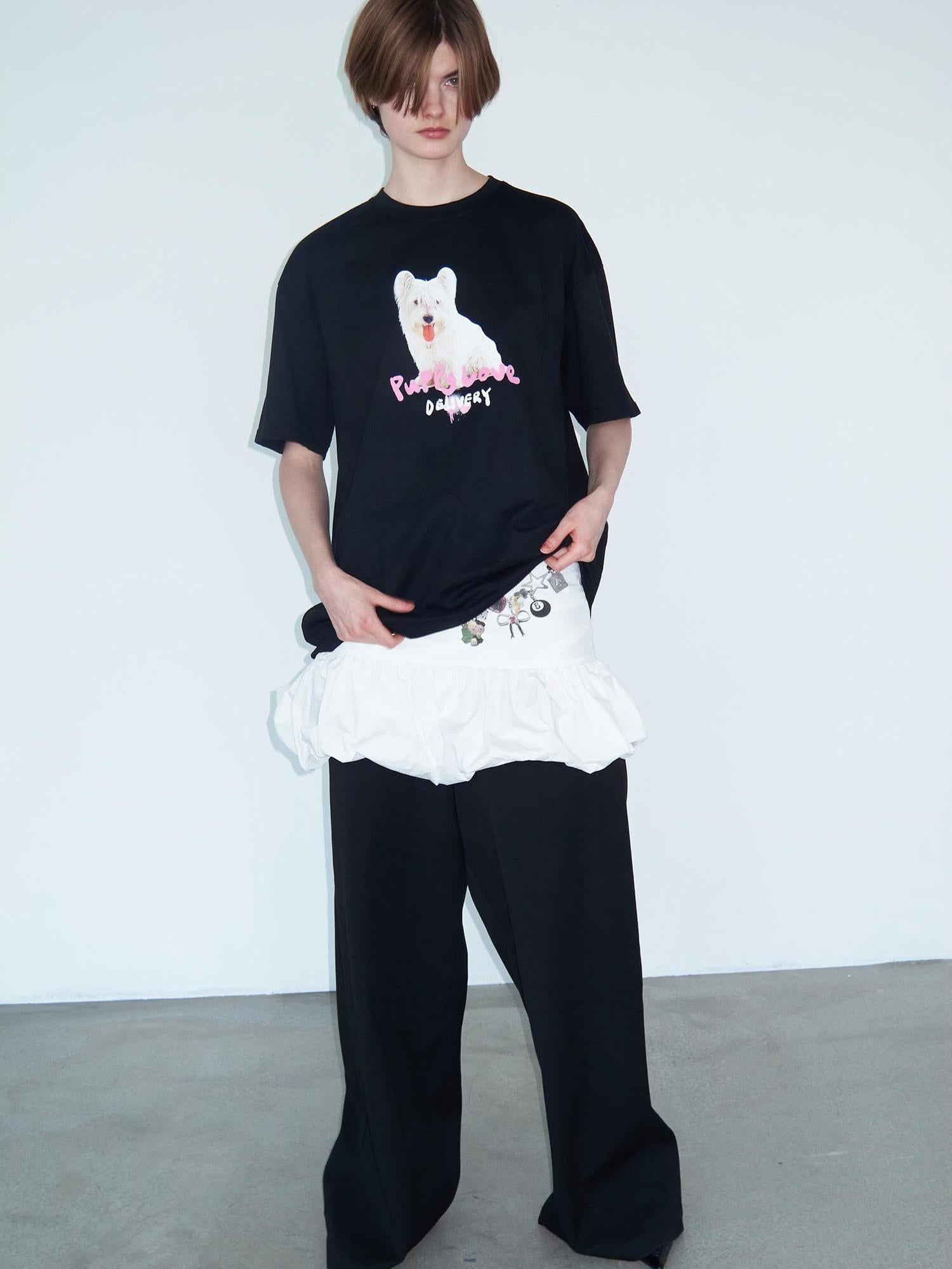 Delivery Delivery Floral Print Puff Waistchain Skirt Set