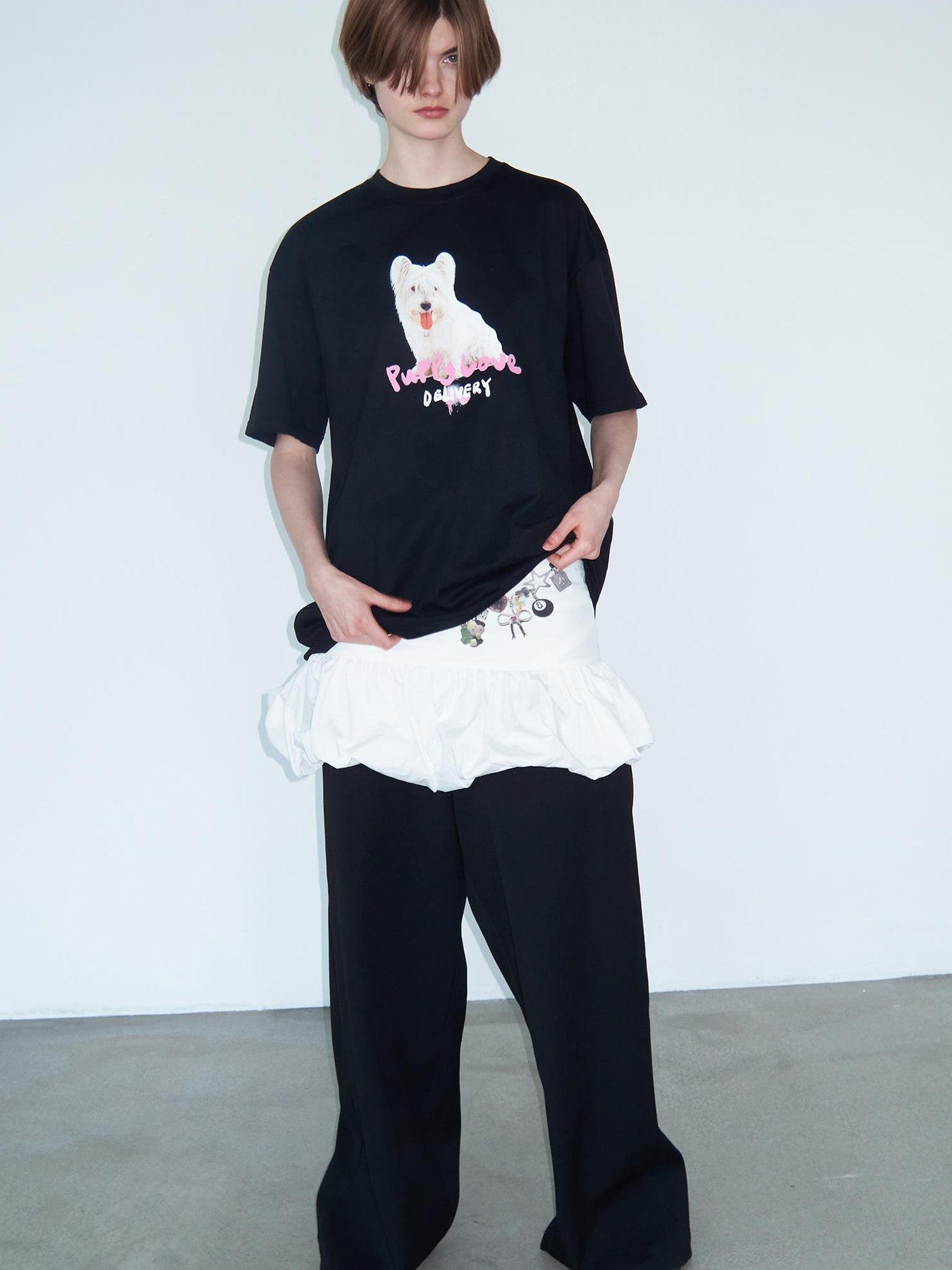 Delivery Delivery Floral Print Puff Waistchain Skirt Set