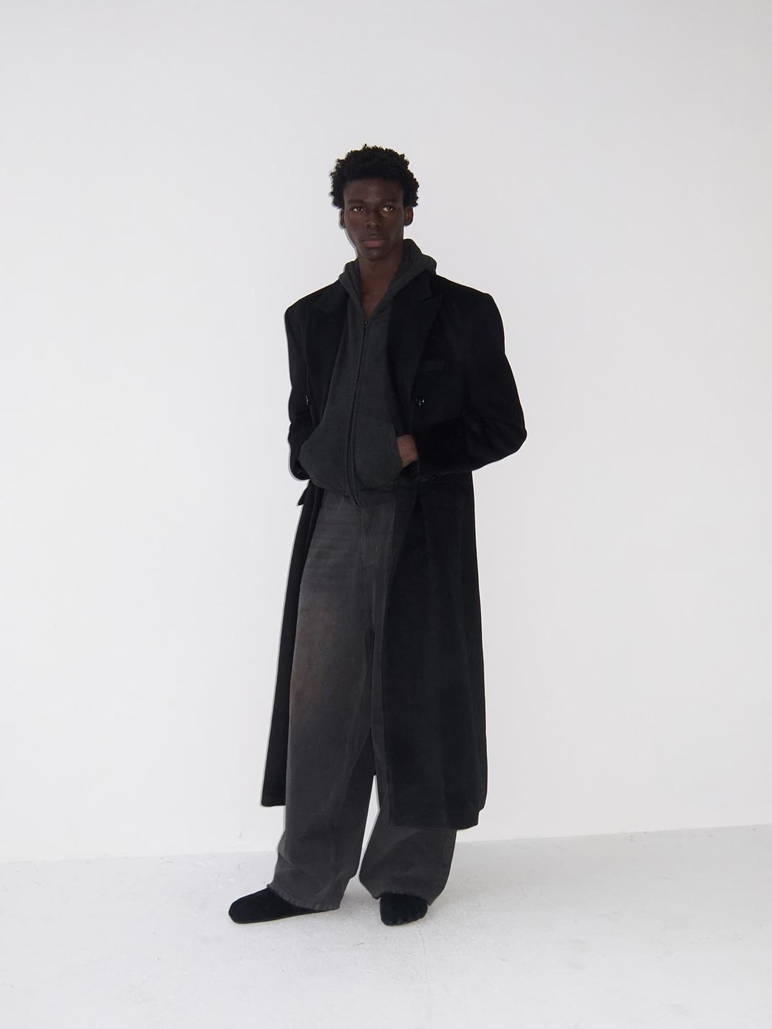 Delivery Delivery Washed Distressed Black Grey Jeans Loose Straight Leg Pants