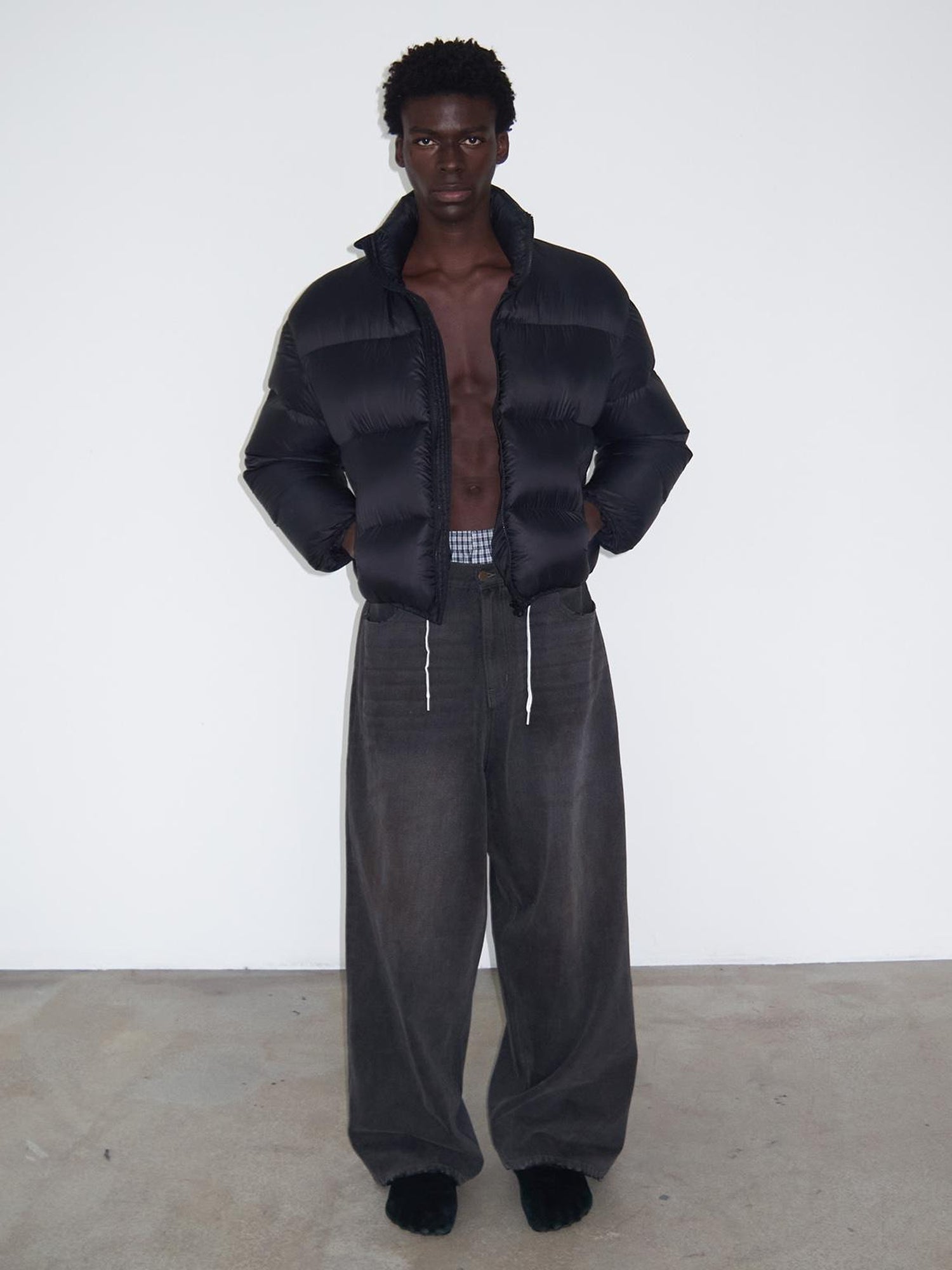 Delivery Delivery Washed Distressed Black Grey Jeans Loose Straight Leg Pants