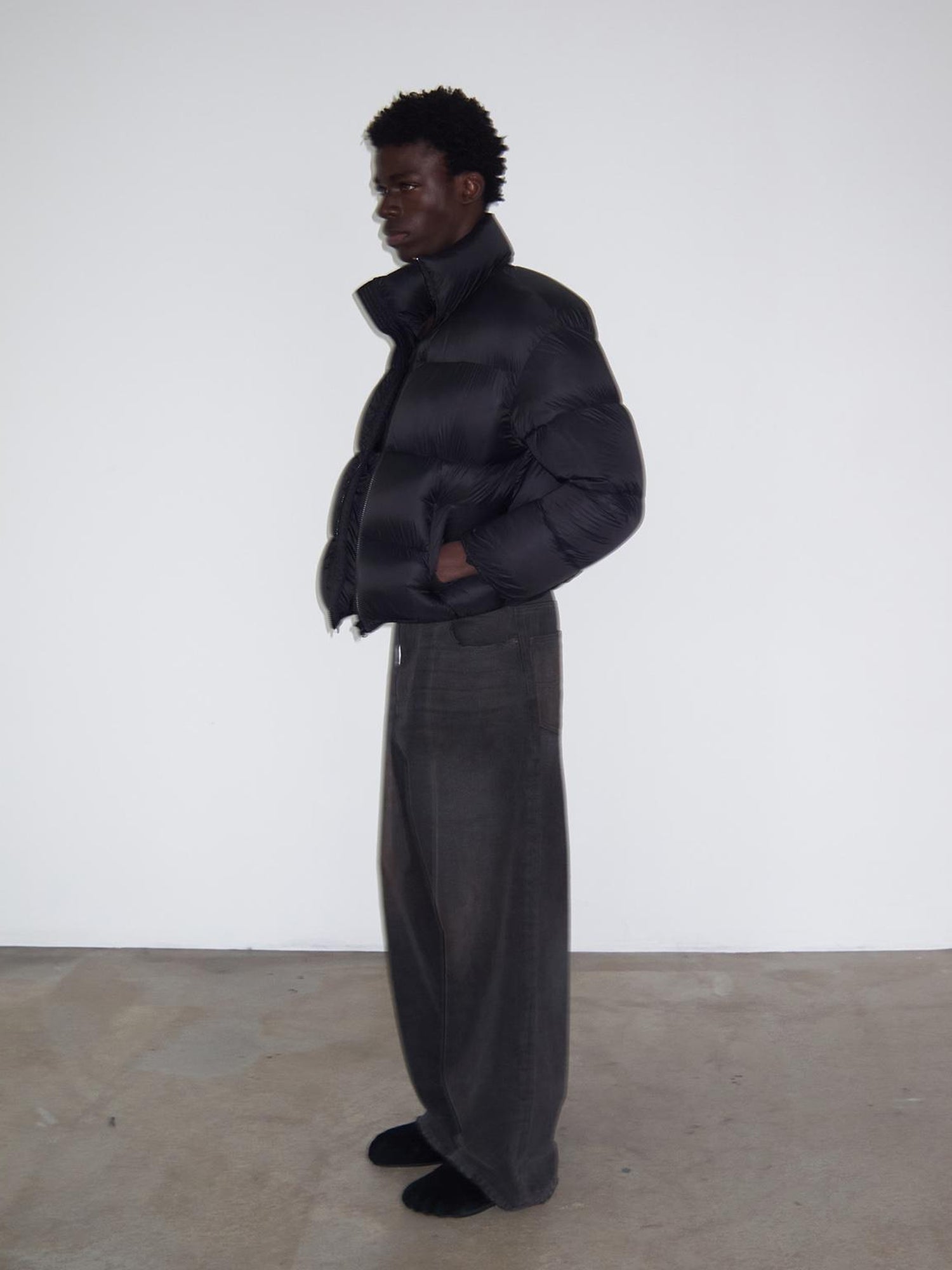 Delivery Delivery Washed Distressed Black Grey Jeans Loose Straight Leg Pants