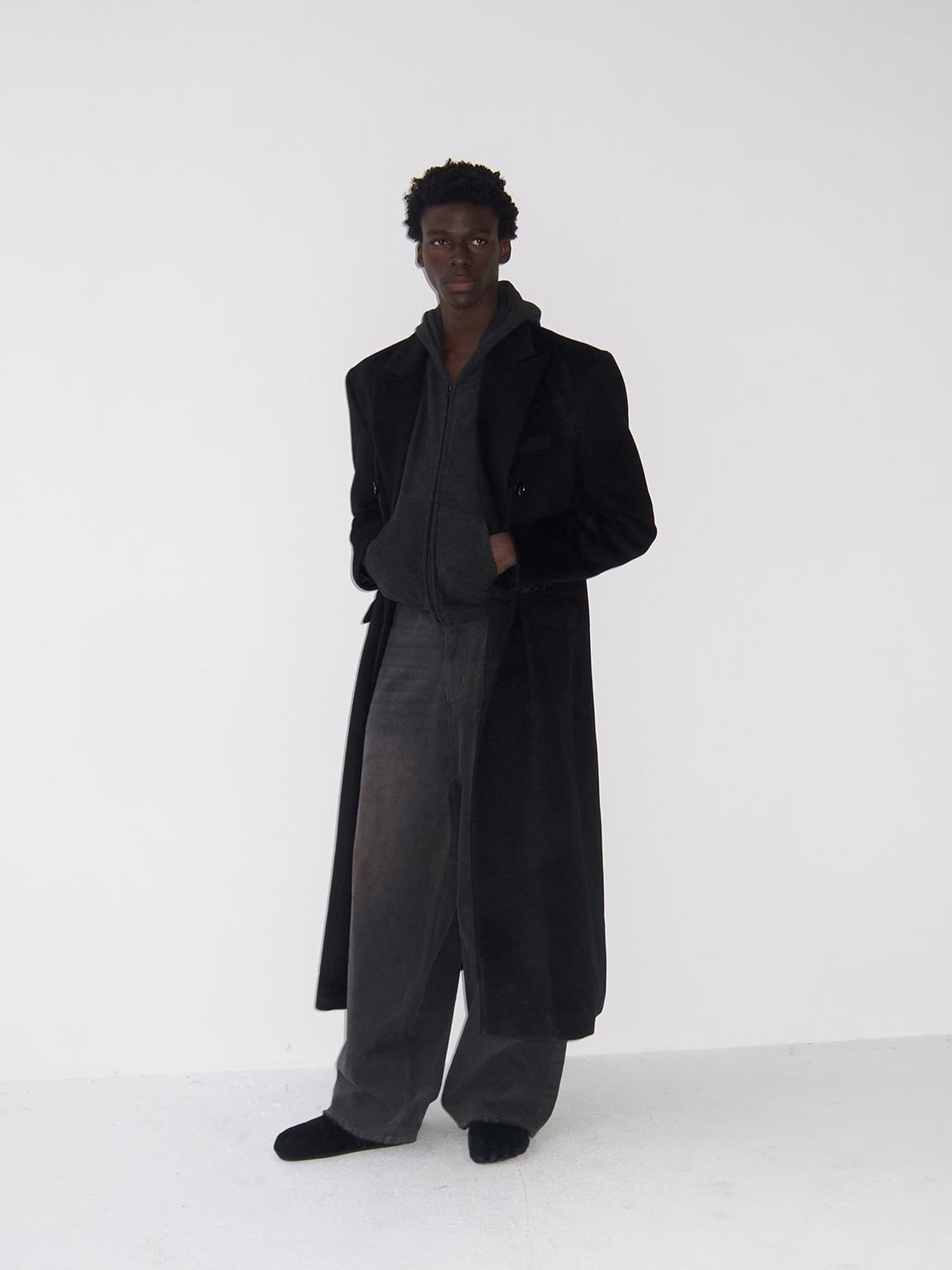 Delivery Delivery Washed Distressed Black Grey Jeans Loose Straight Leg Pants