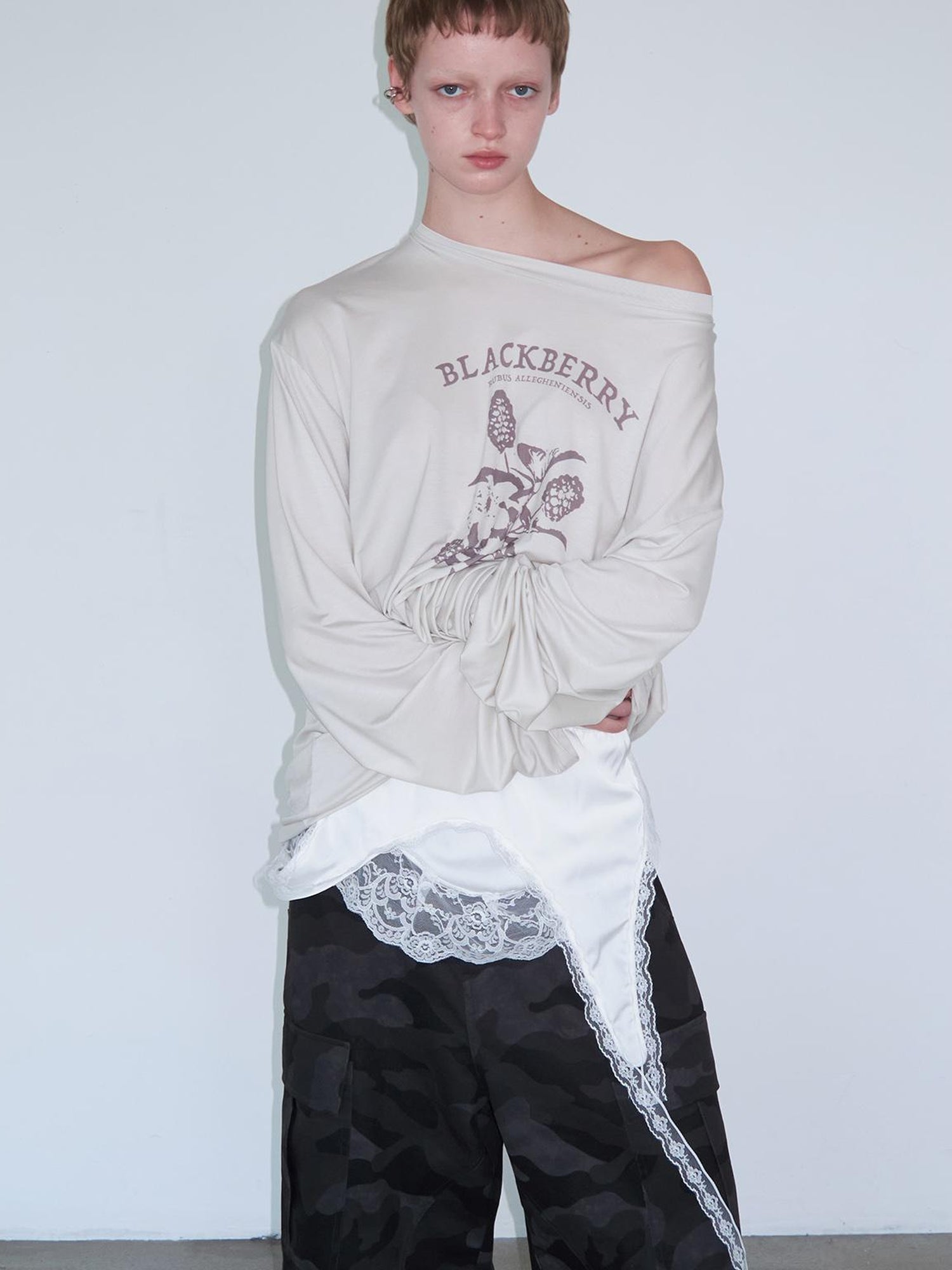 Delivery Double Layer Pleated White Satin Lace Trim Asymmetrical Slip Skirt