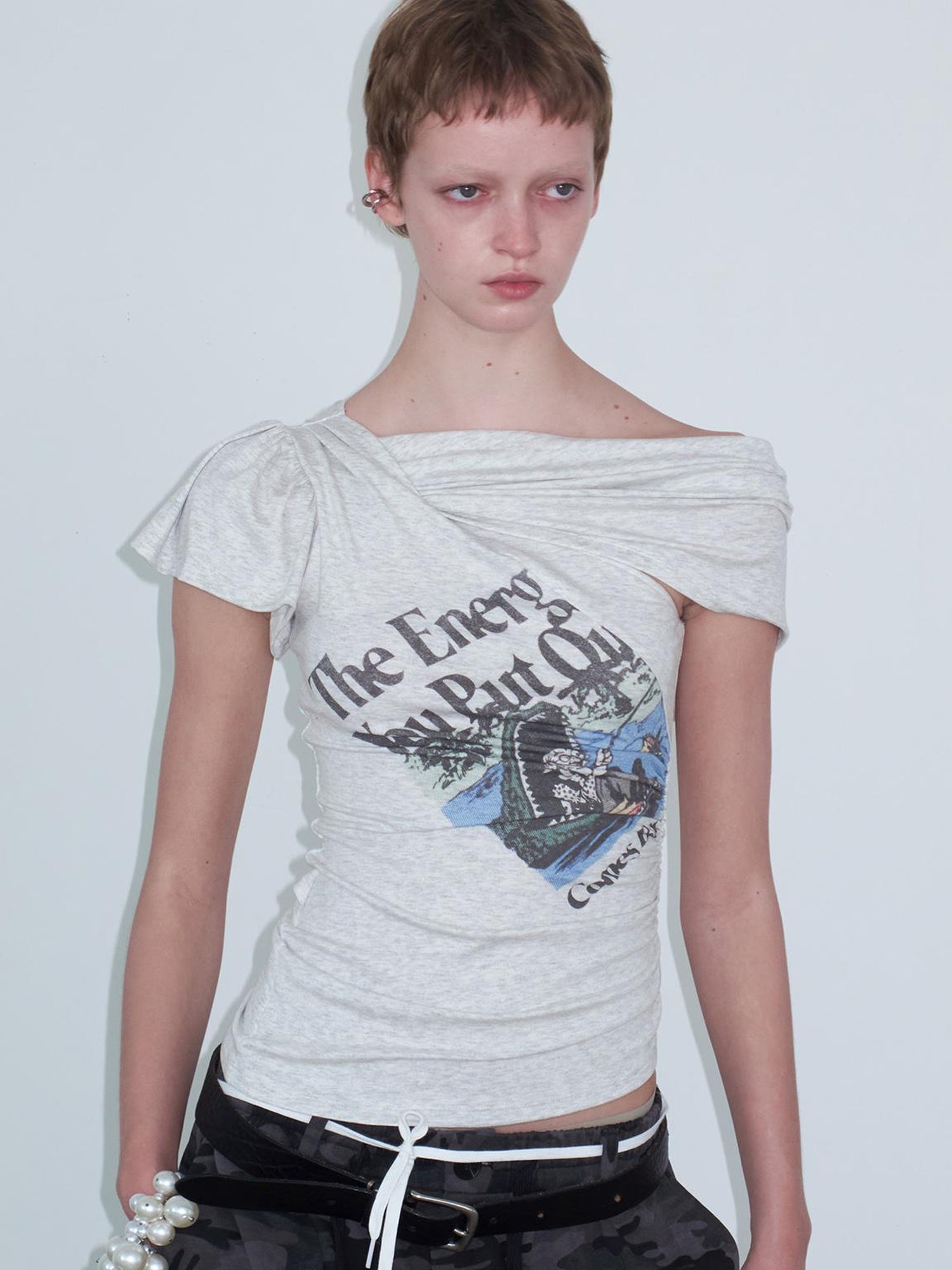 Delivery Energy Folded Sleeve Crop Top