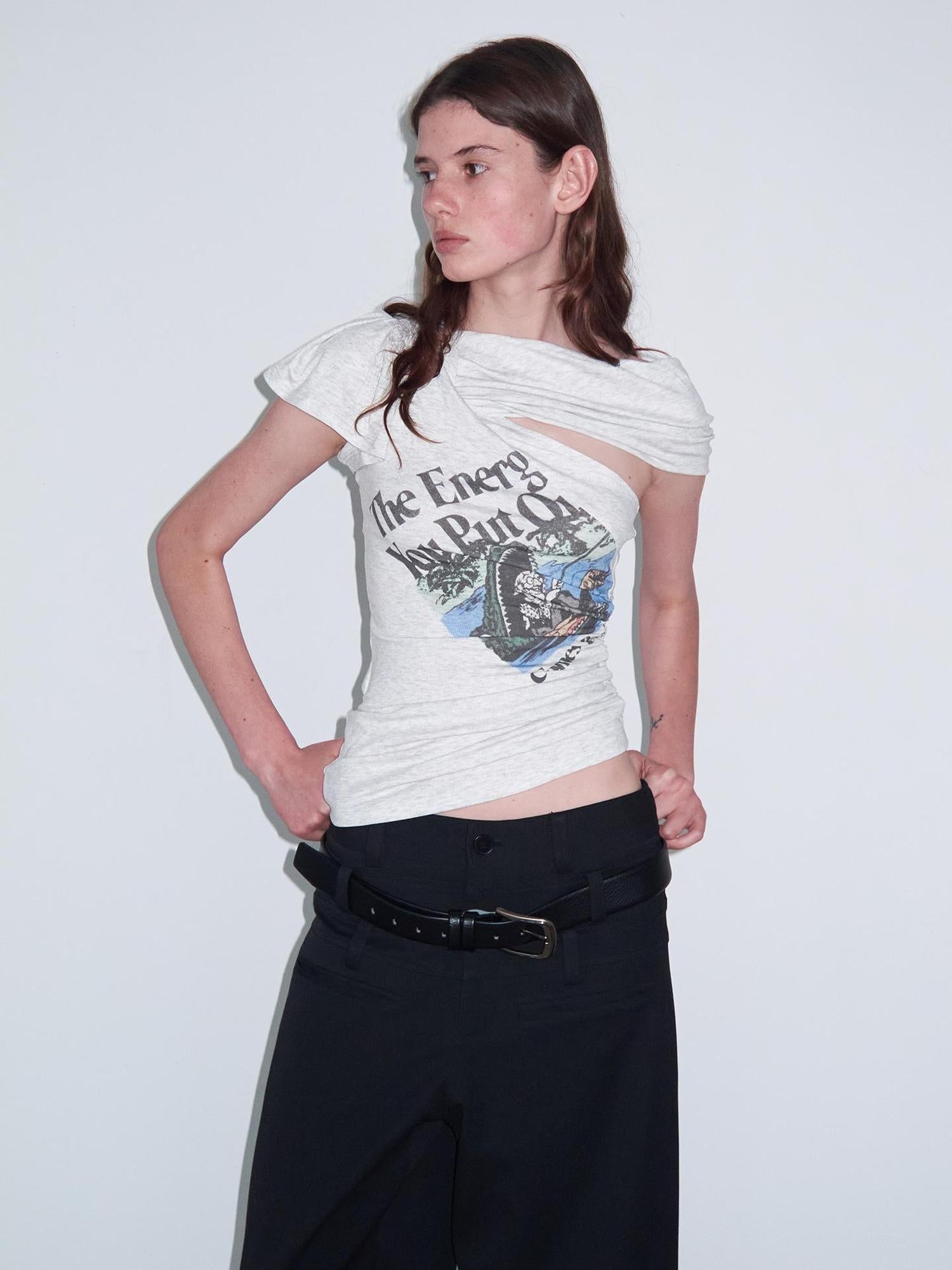 Delivery Energy Folded Sleeve Crop Top