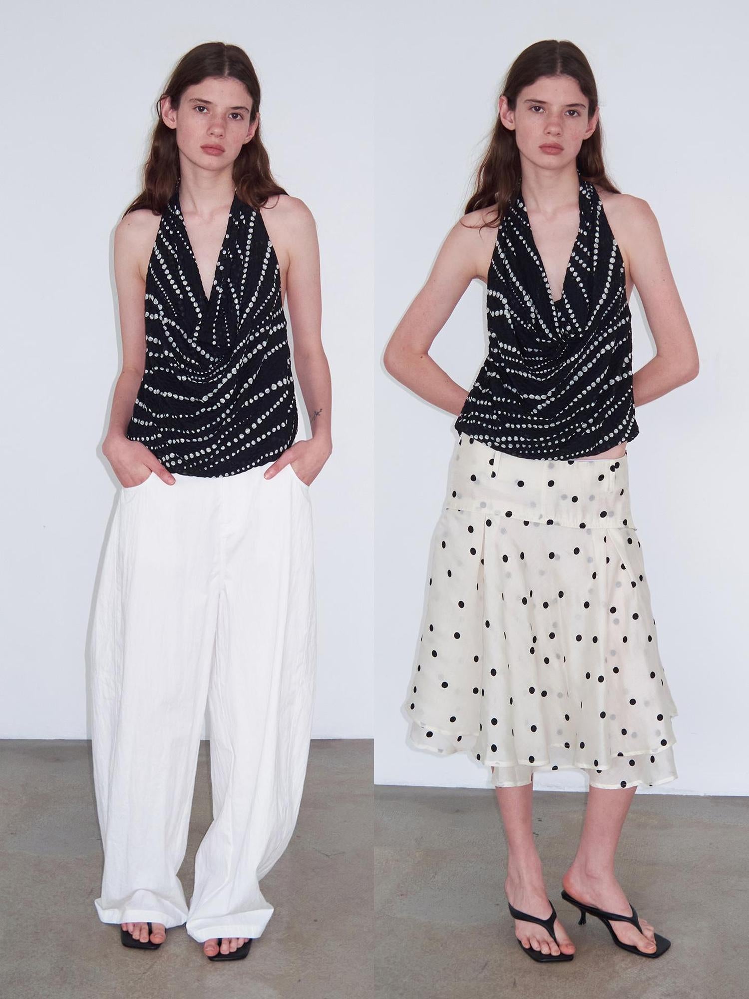 Delivery Gradient Dot Textured Halter Neck Top