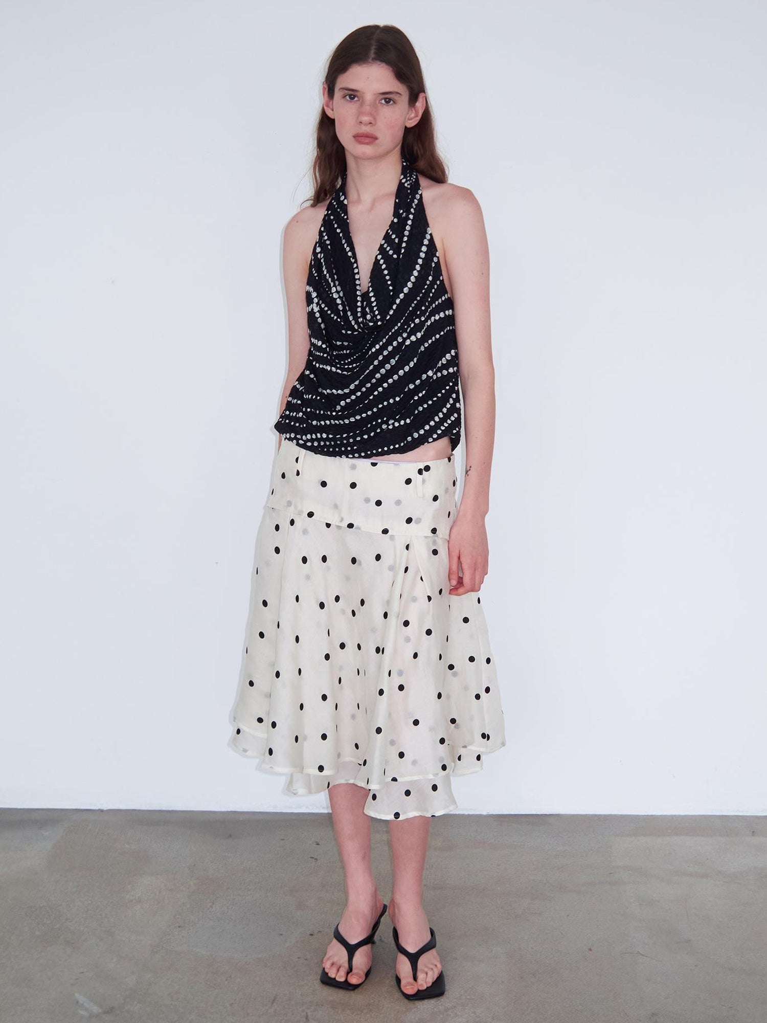 Delivery Gradient Dot Textured Halter Neck Top