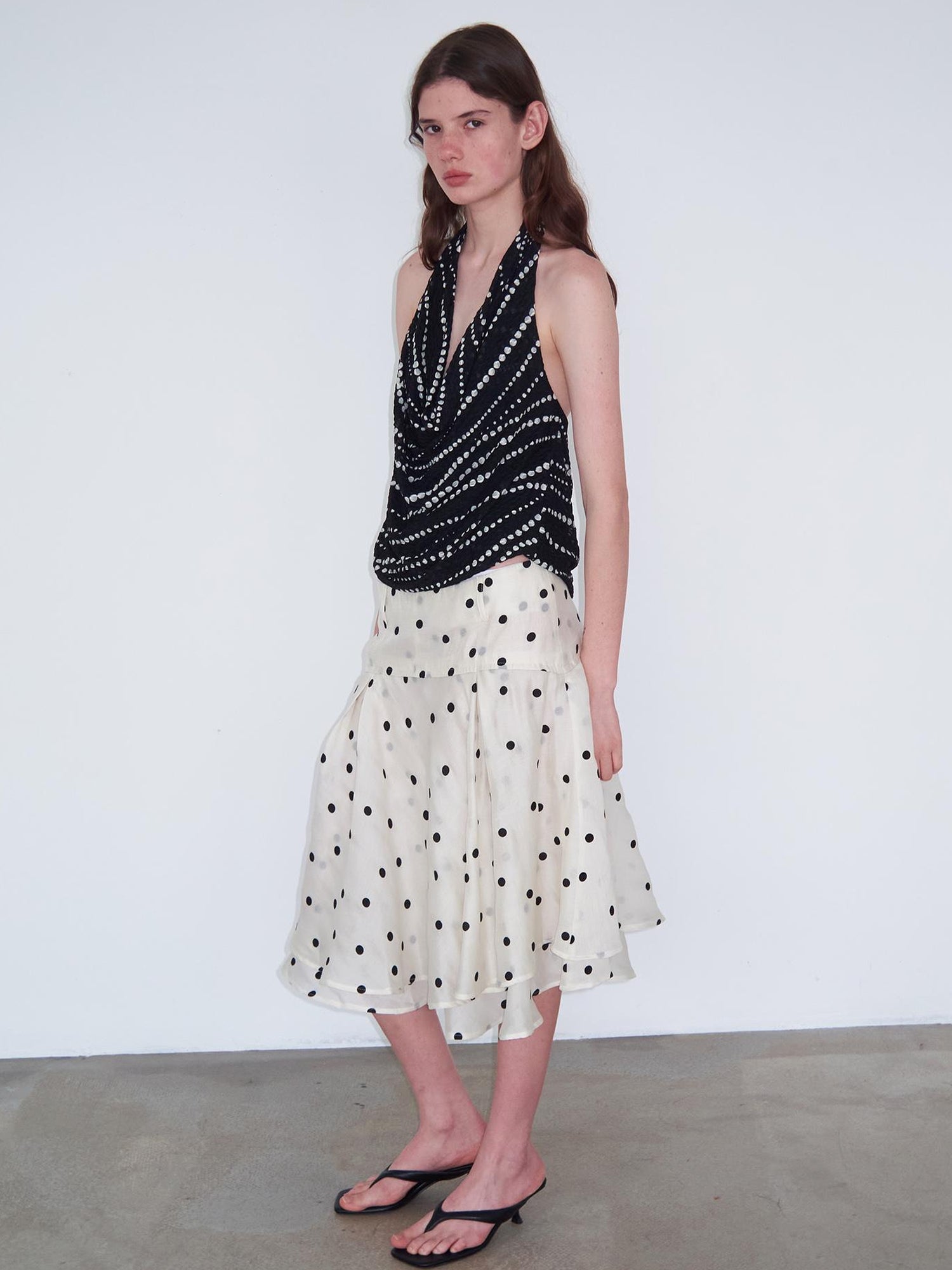 Delivery Gradient Dot Textured Halter Neck Top