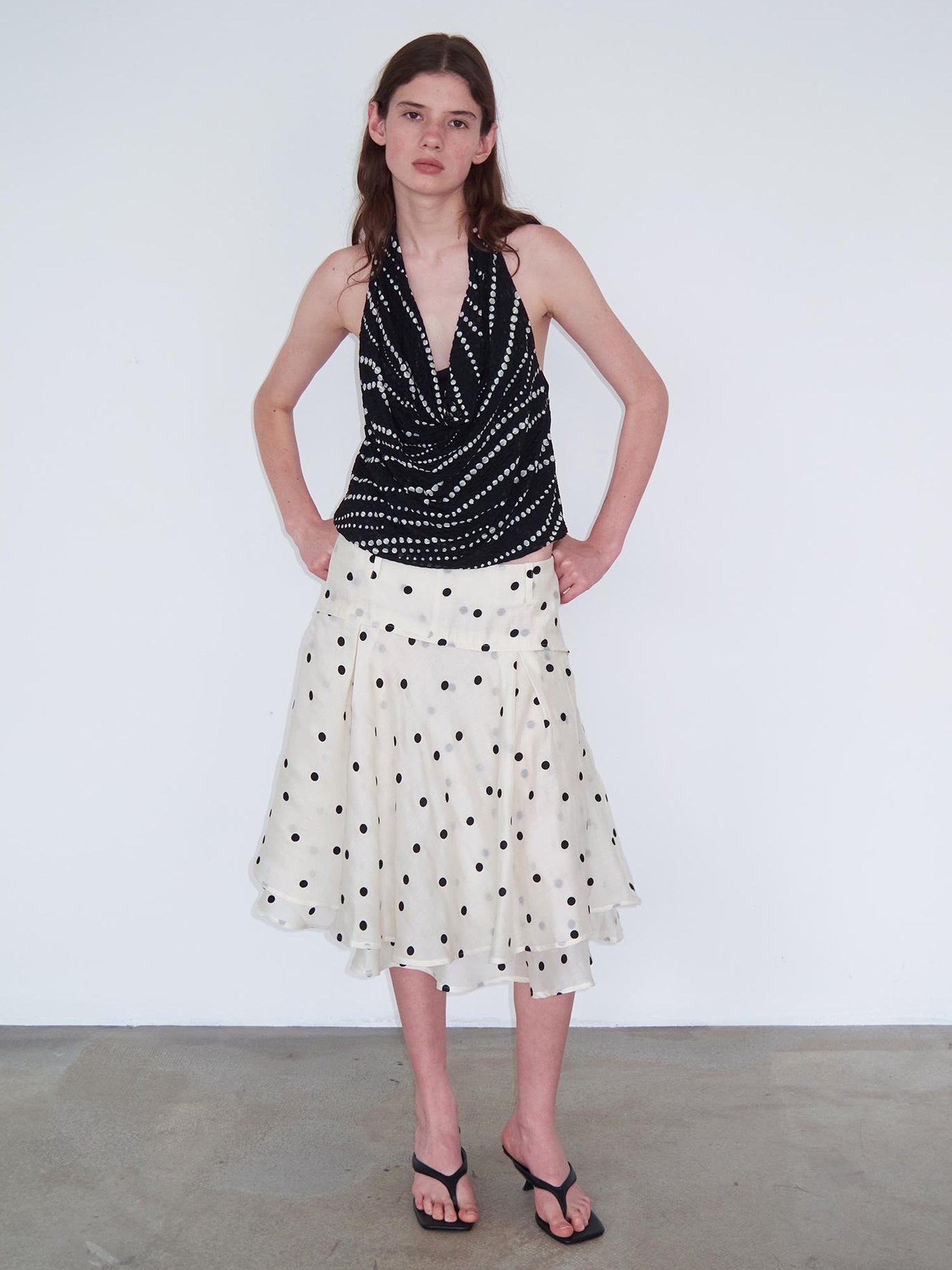 Delivery Gradient Dot Textured Halter Neck Top