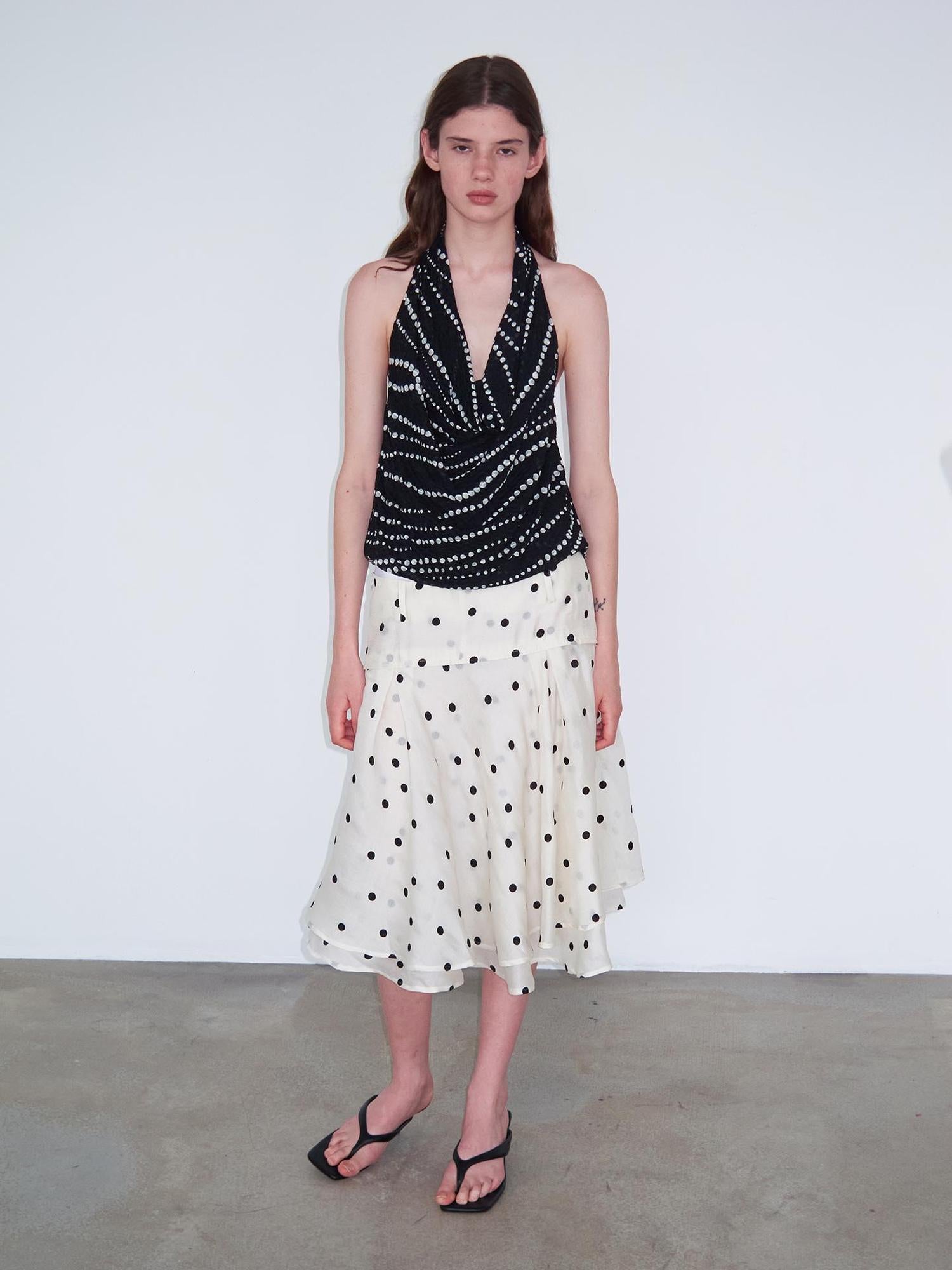 Delivery Gradient Dot Textured Halter Neck Top