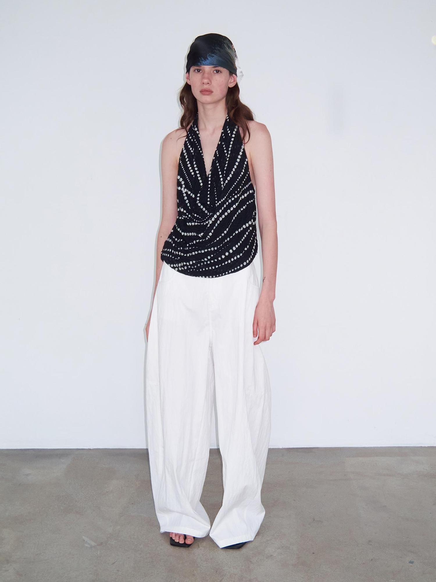 Delivery Gradient Dot Textured Halter Neck Top