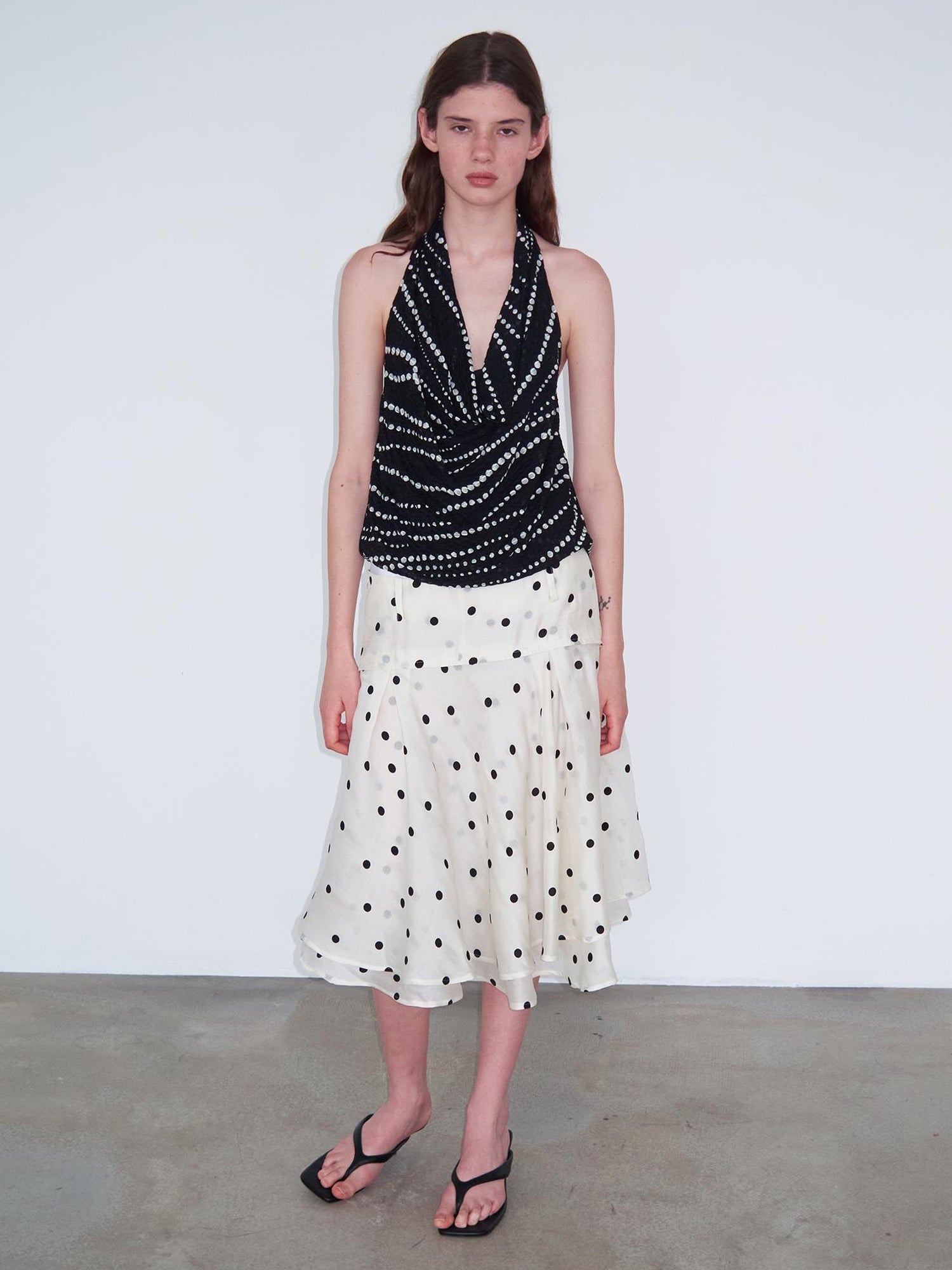 Delivery Gradient Dot Textured Halter Neck Top