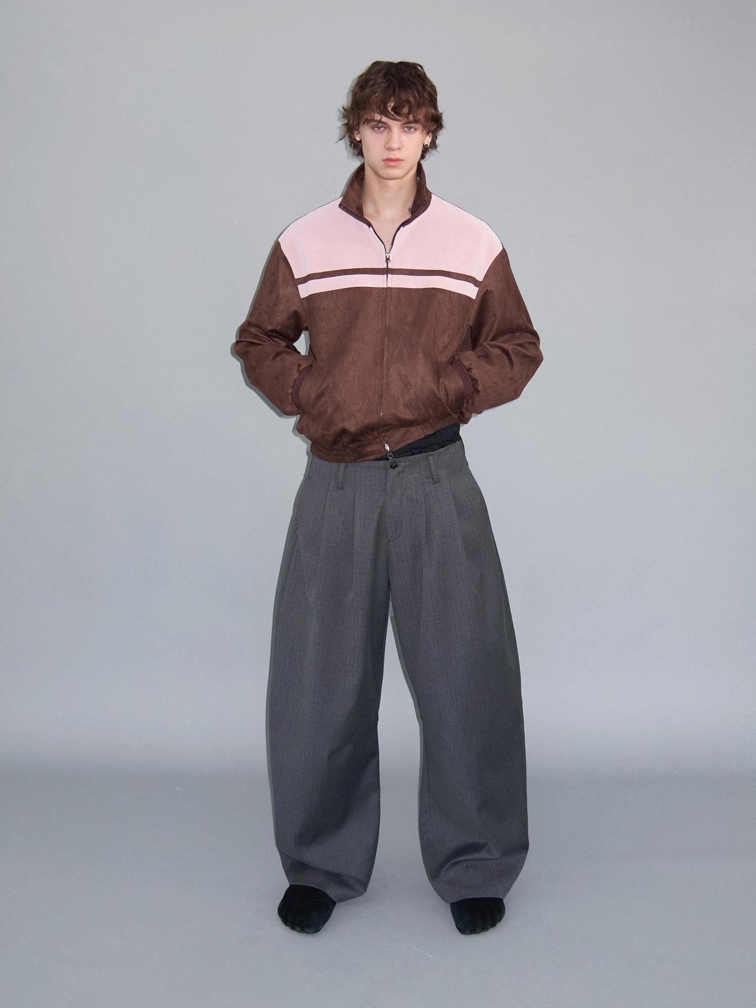 Delivery Gray Pinstripe Pleated Relaxed Women&