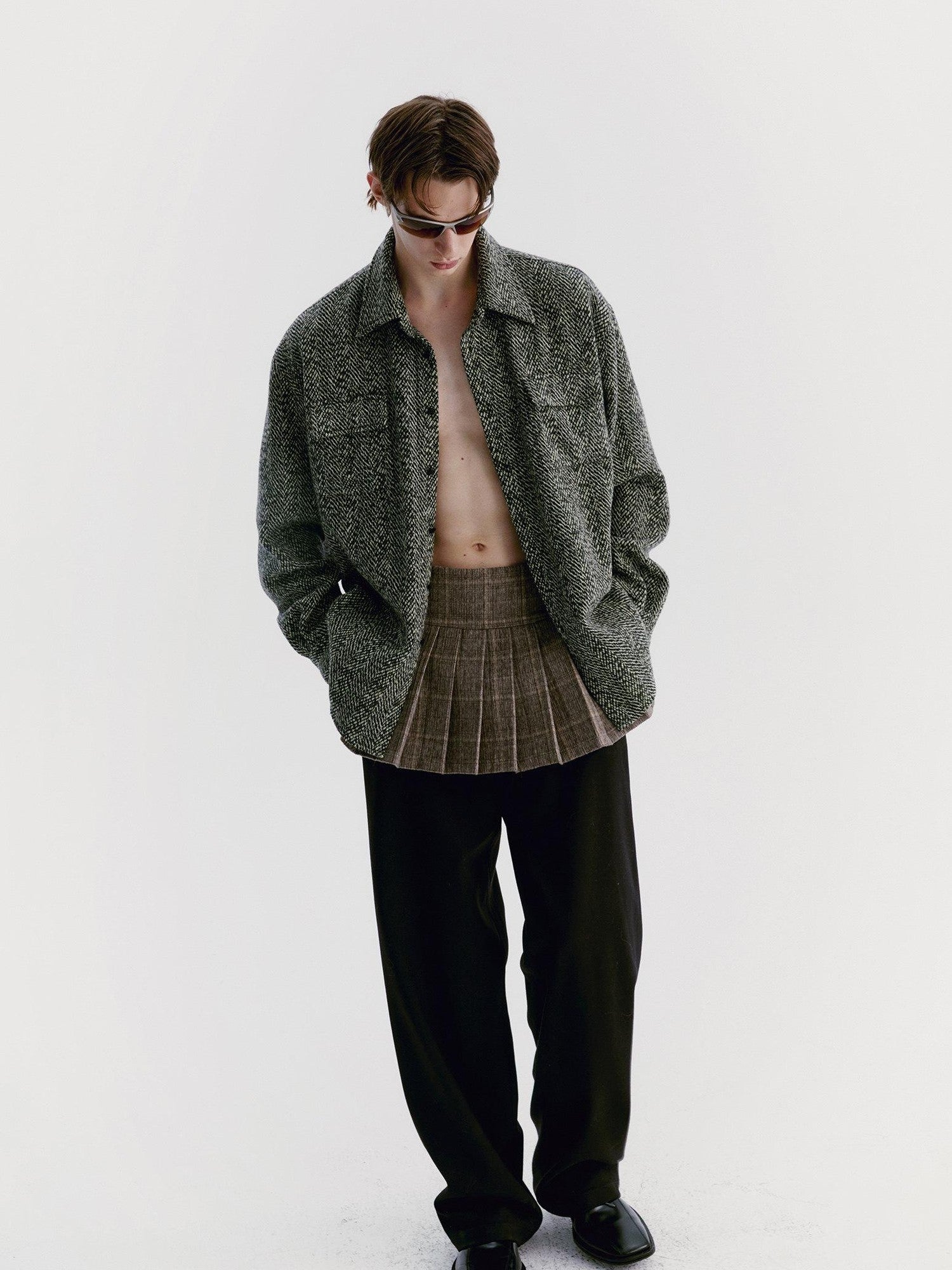 Delivery Green Herringbone Woven Women&