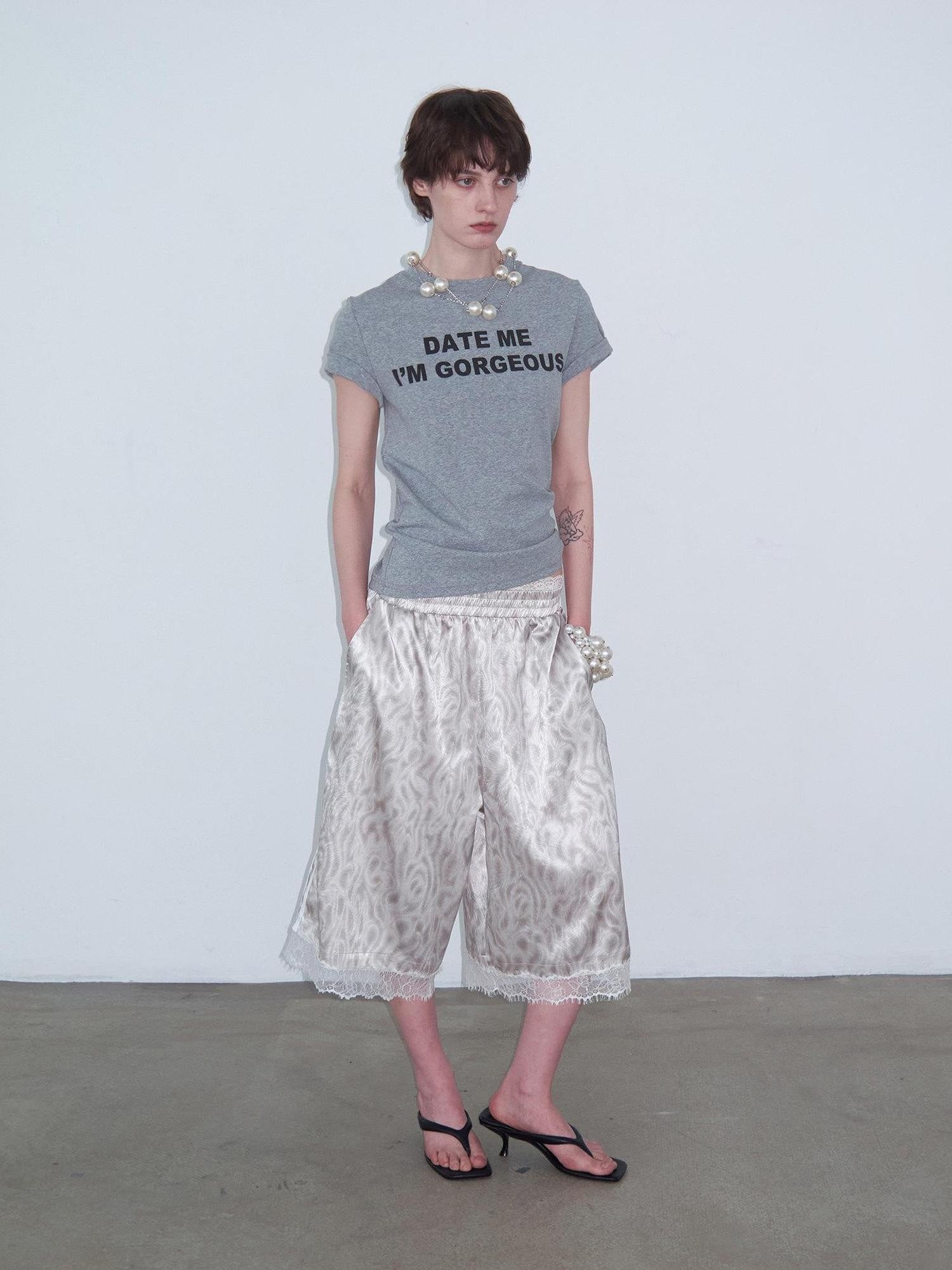 Delivery Grey Letter Print Crew Neck Straight Women&