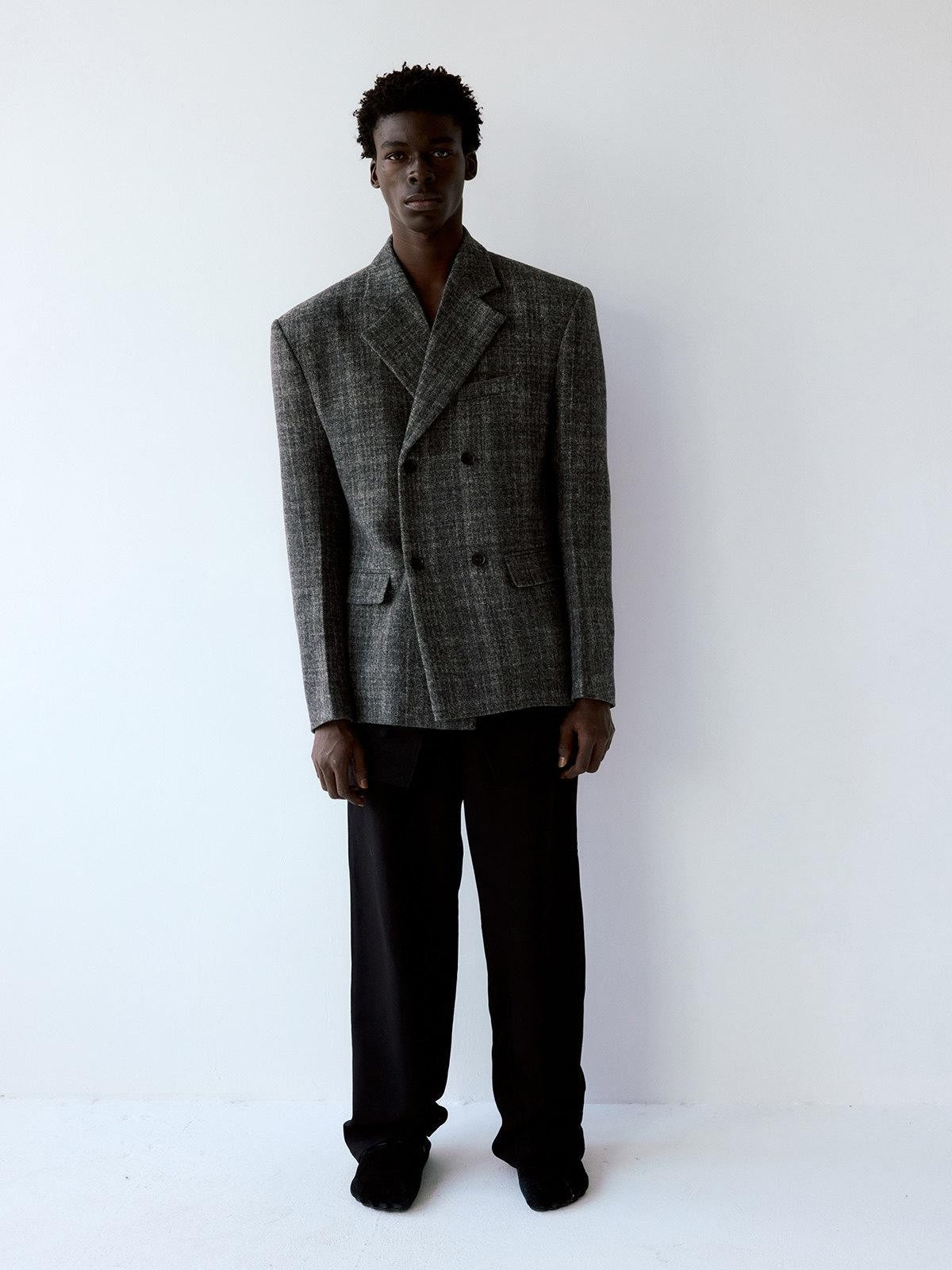 Delivery Grey Plaid Blazer And Box Pleat Skirt Women&