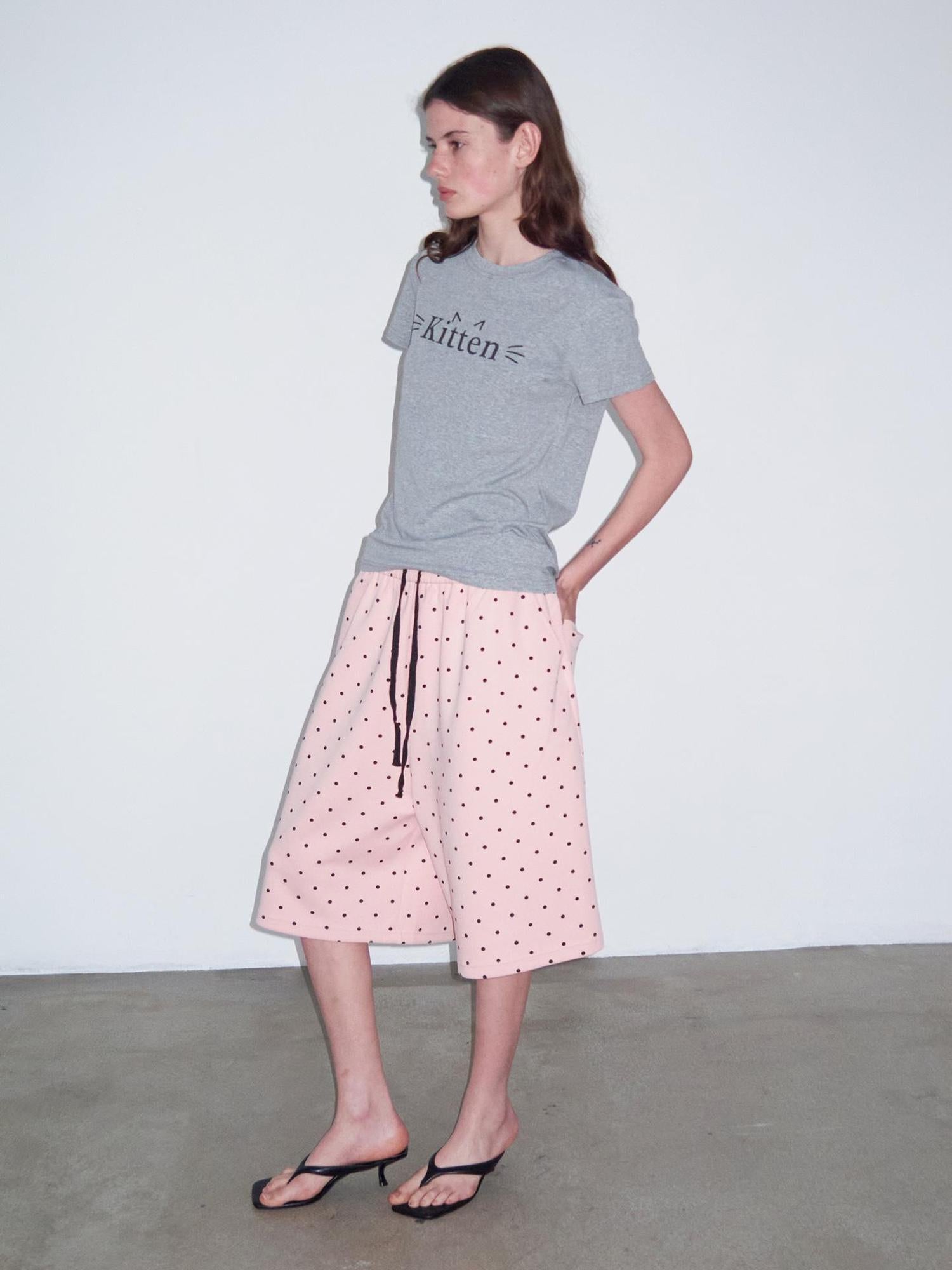 Delivery Kitten Print Cropped T-shirt Unisex Fit Casual Short Sleeve Top