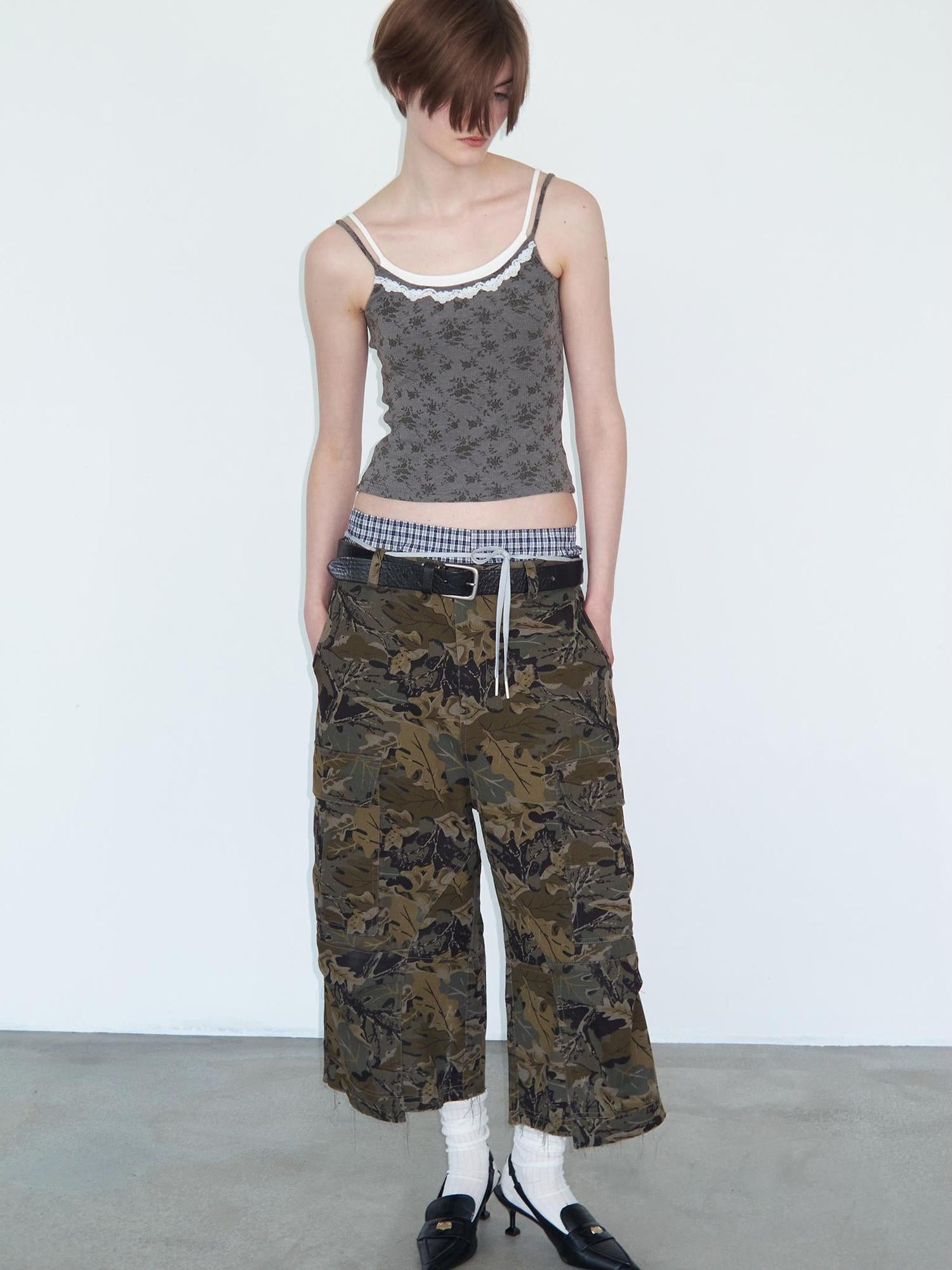 Delivery Lace Paneled Knit Camisole With Floral Print