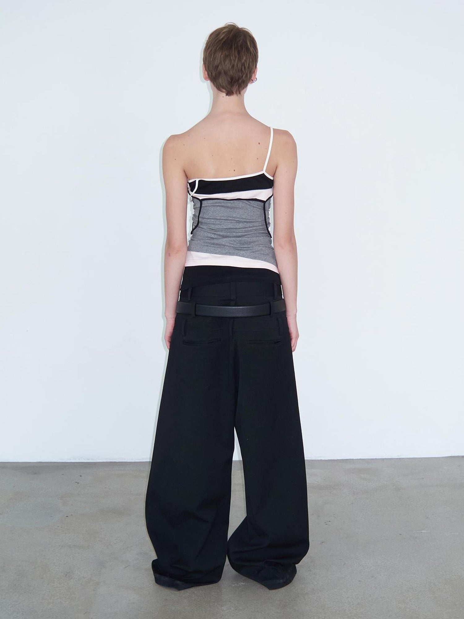 Delivery Layered Strappy Tank Top With Waist Ruffle Tie